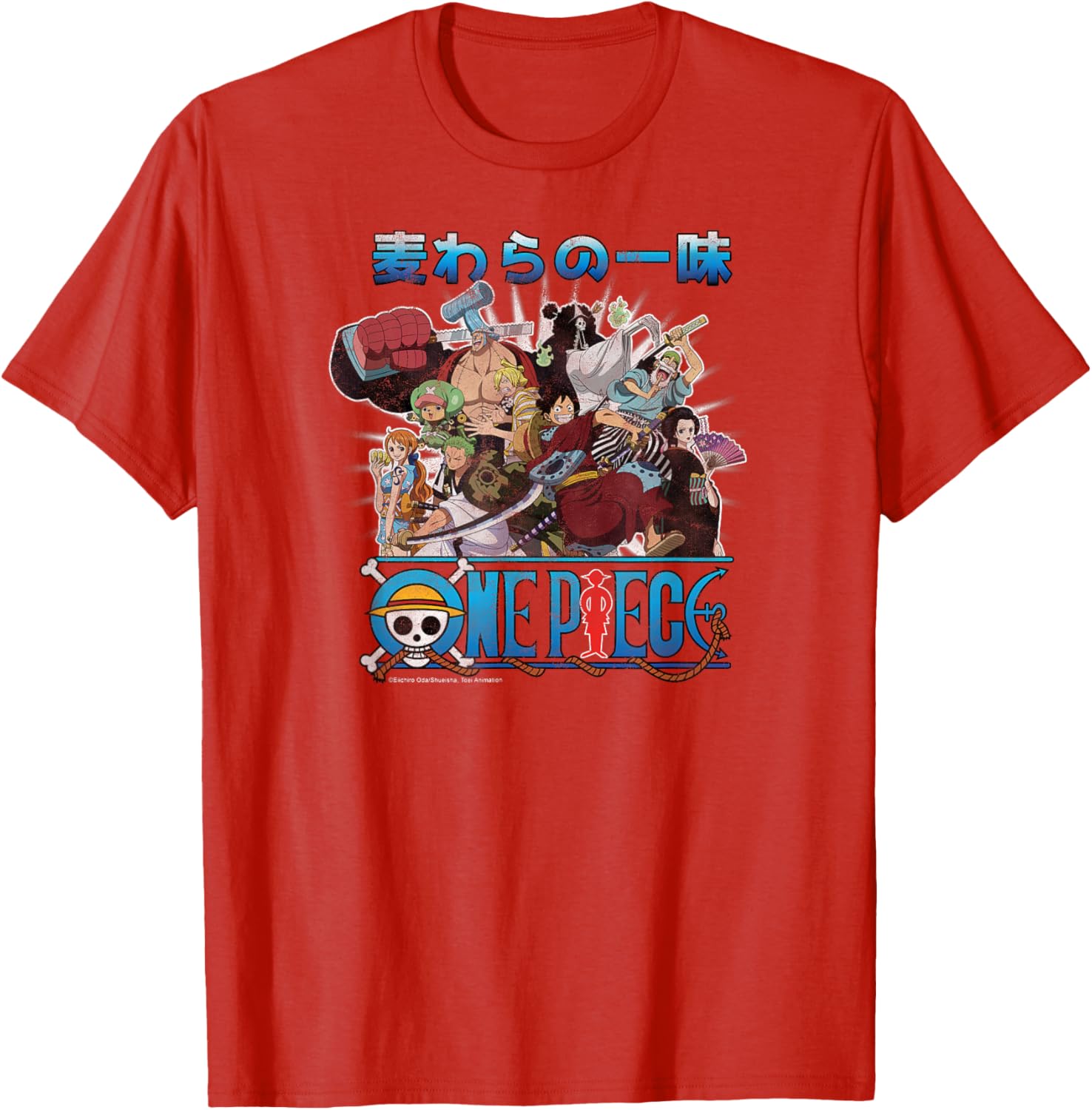 One Piece Retro Straw Hat Crew Cast Collage T-Shirt for Anime Fans - 3
