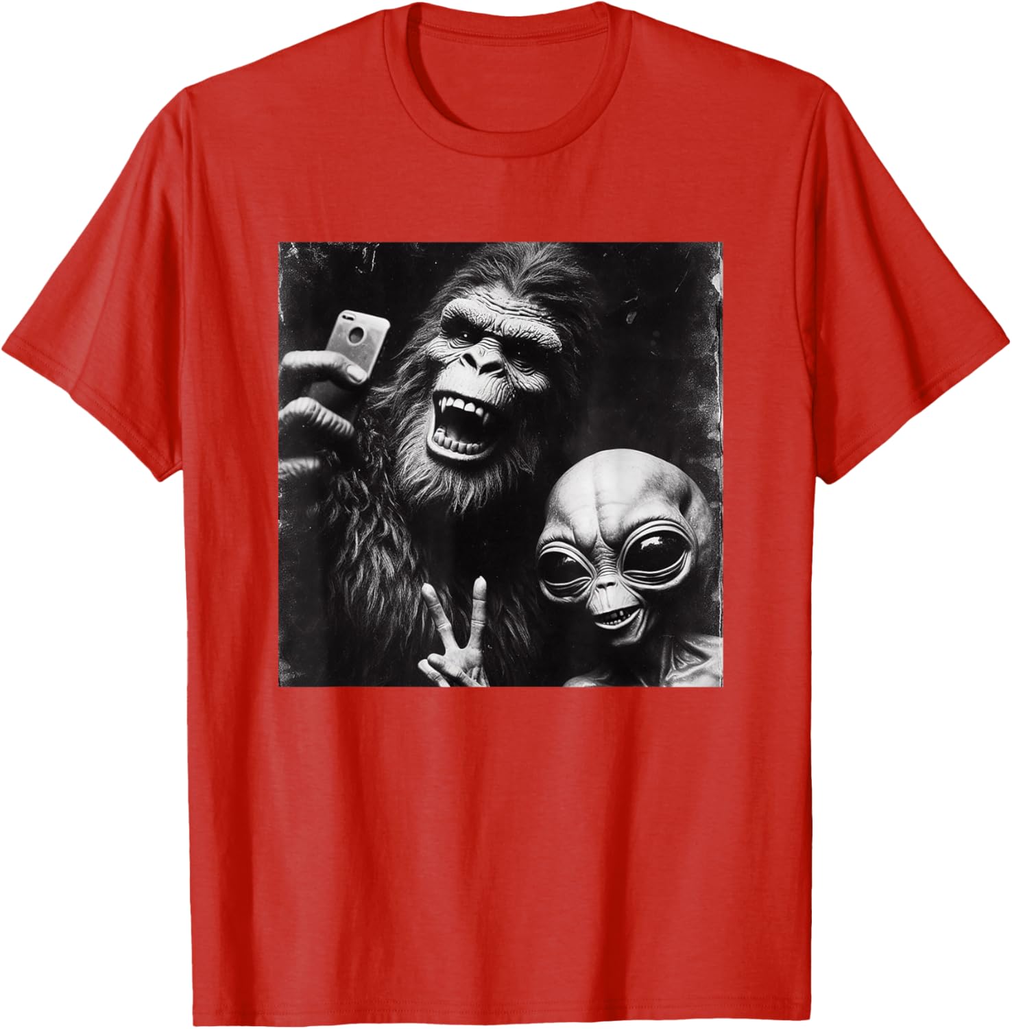 Funny Retro Bigfoot Alien Selfie T-Shirt for Unique Style Lovers - 10