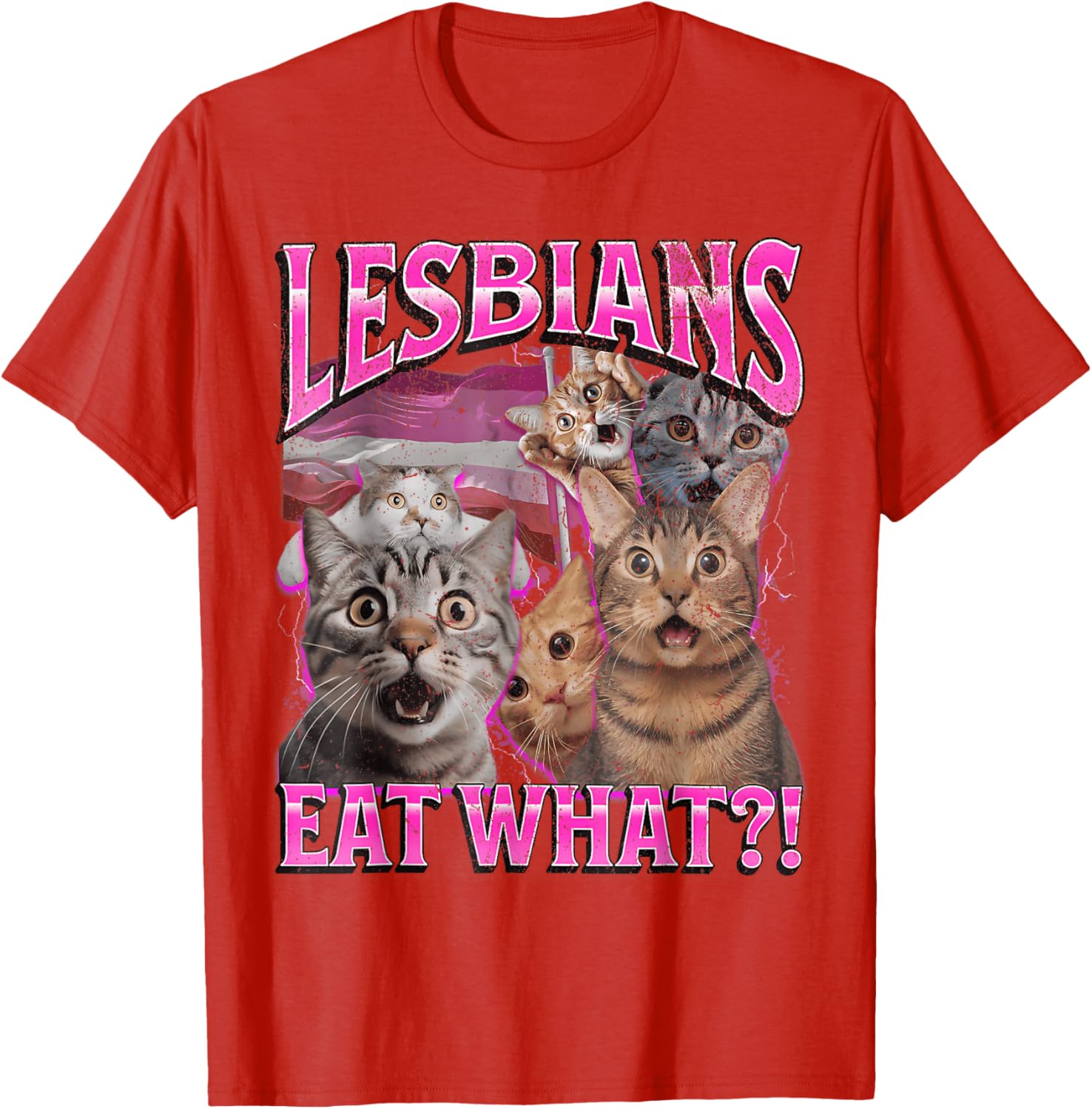 Funny Cat LGBTQ Pride T-Shirt with Lesbians Eat What Pun - Great Gift! - 5