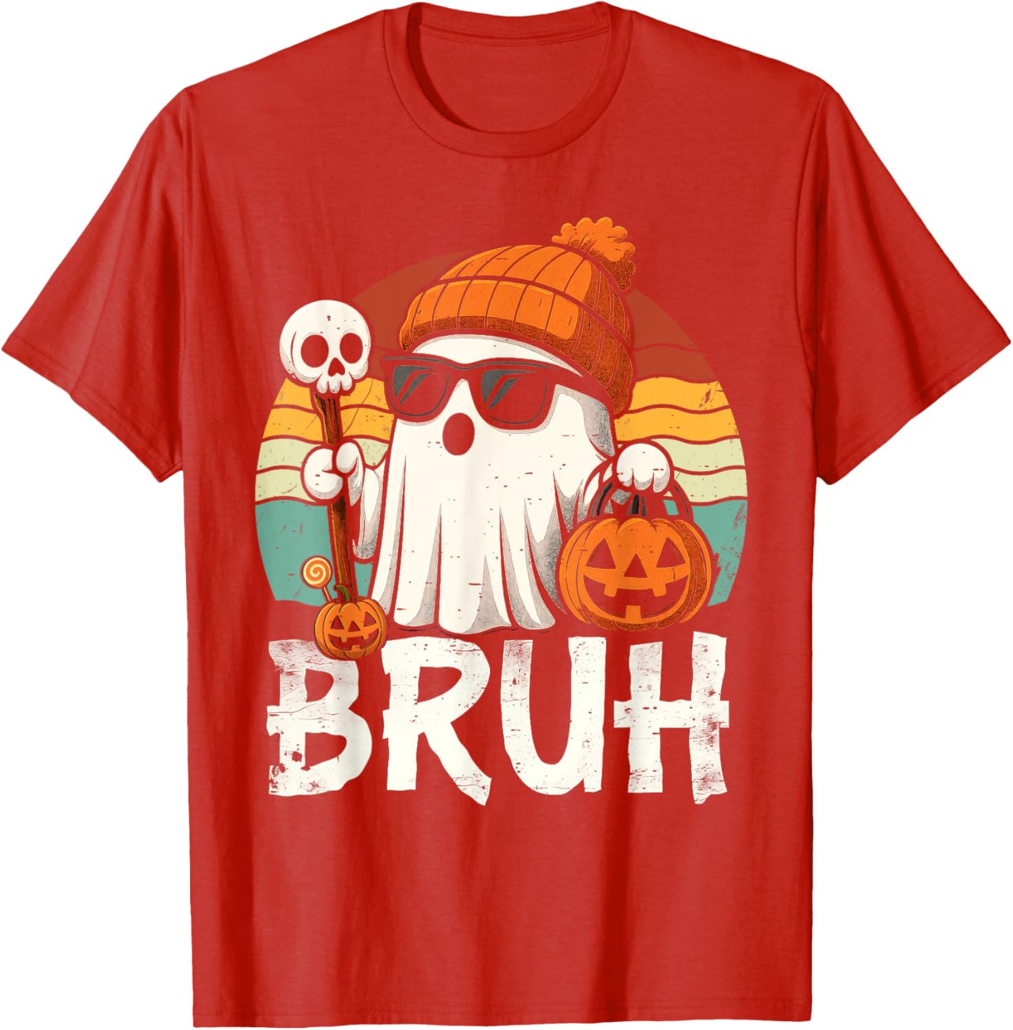 Cute Bruh Ghost Trick or Treat Kids T-Shirt for Halloween Fun - 16