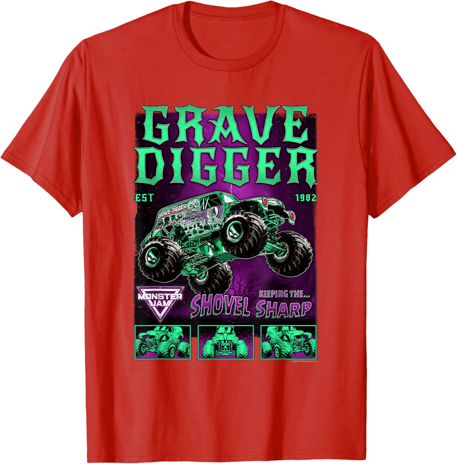 Monster Jam Grave Digger Green and Purple T-Shirt for Fans and Collectors - 2