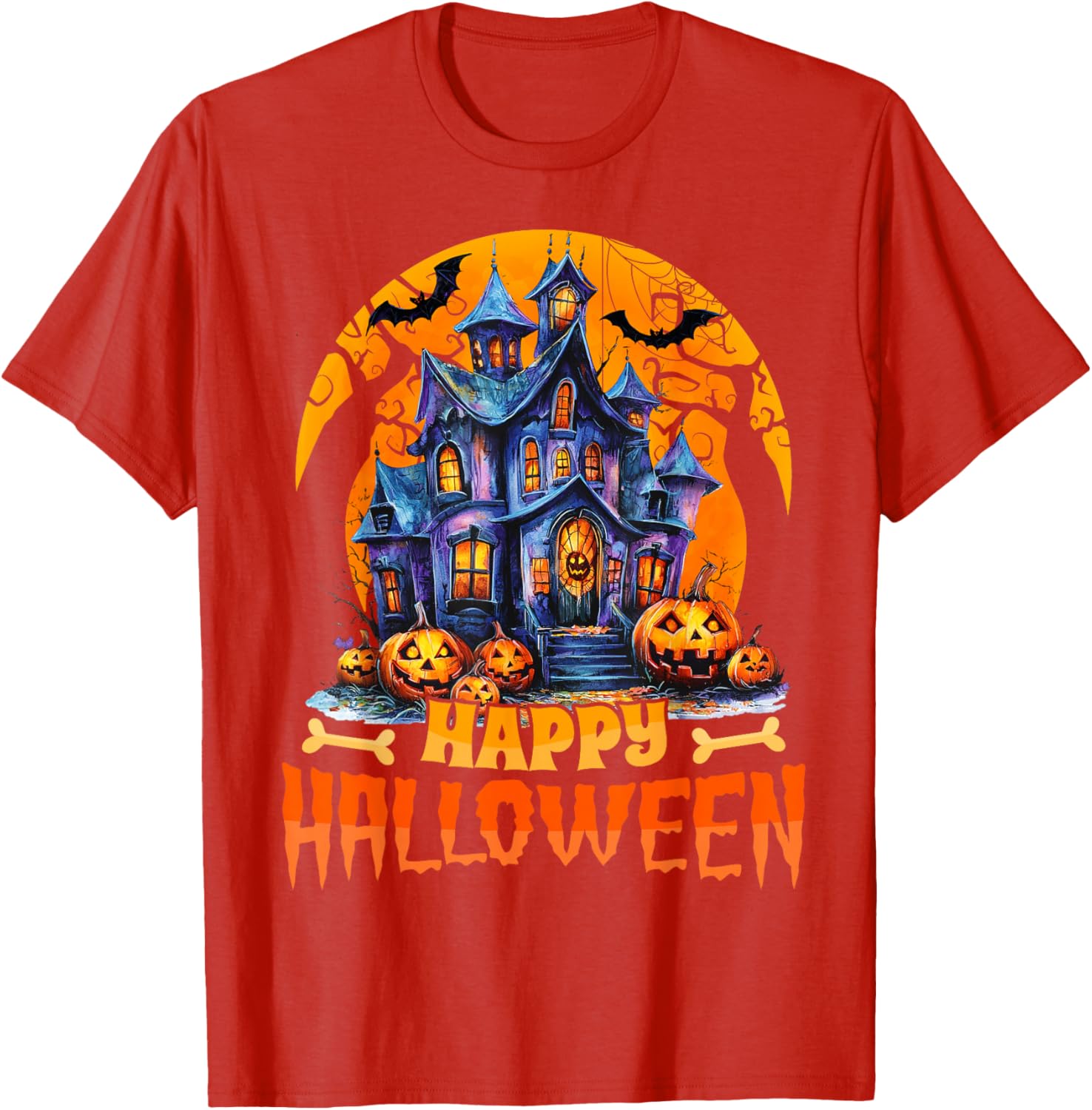 Happy Halloween Haunted House T-Shirt for Men and Women Costume Fun - 5
