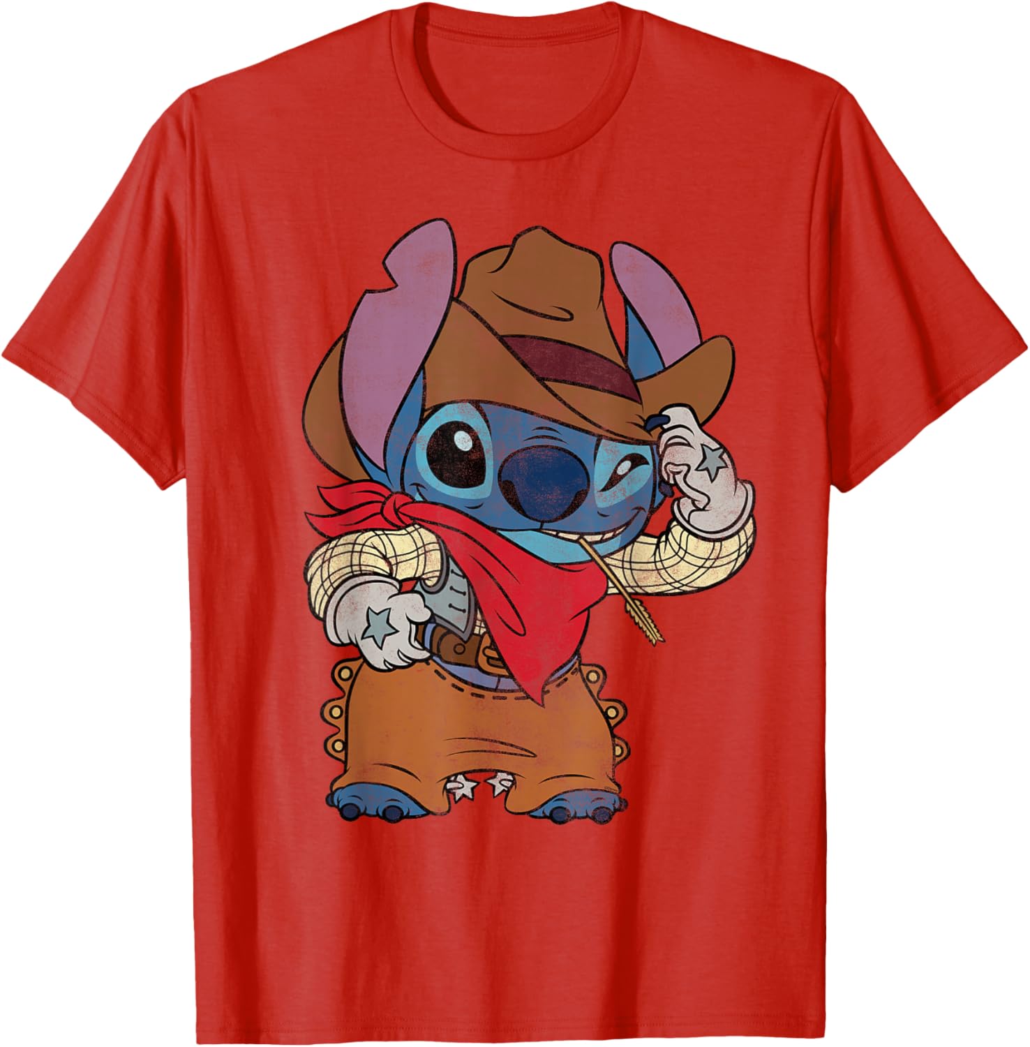 Disney Stitch Cowboy Costume T-Shirt Vintage Western Style Apparel - 15