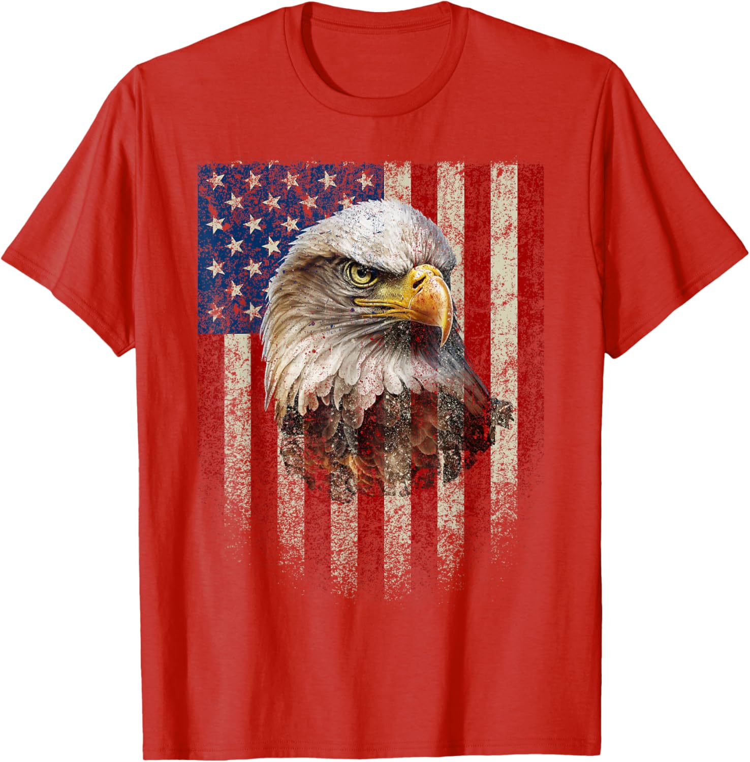 American Flag Bald Eagle T-Shirt Patriotic Red White Blue Apparel - 21