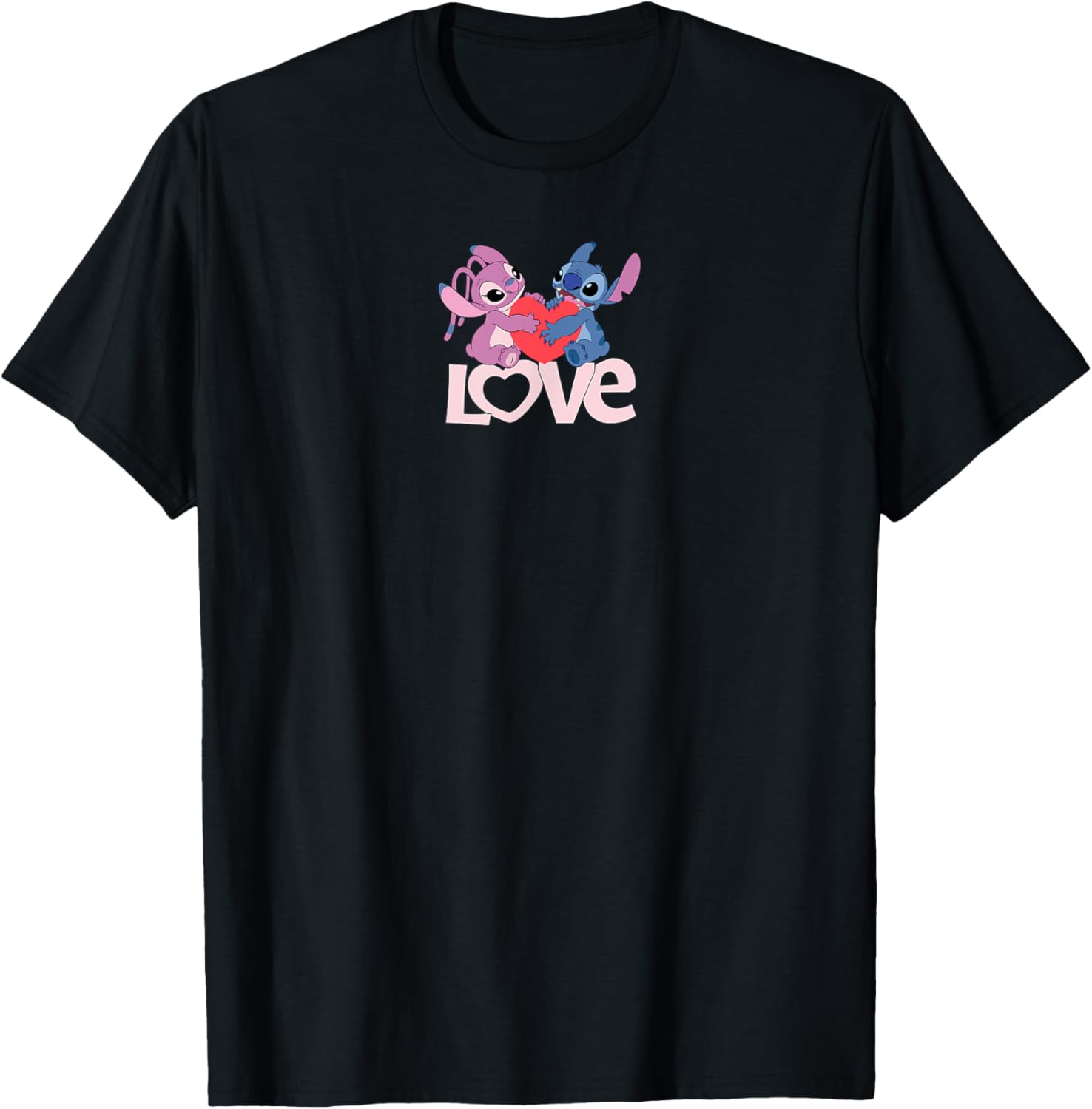 Cute Amazon Essentials Stitch and Angel Love Valentine's Day T-Shirt - 5