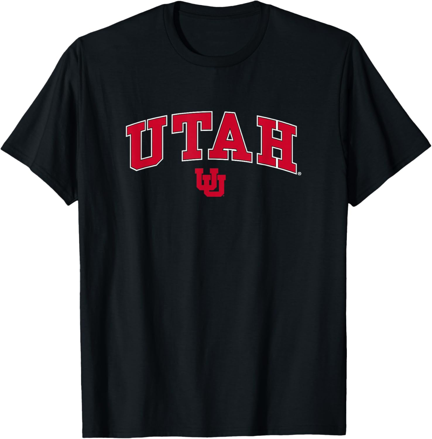 Utah Utes Arch Over Black Officially Licensed T-Shirt for Fans - 1