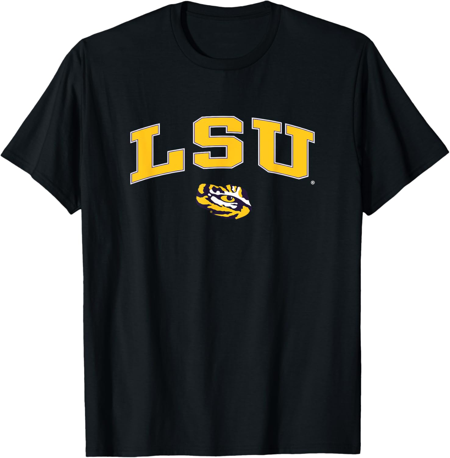 LSU Tigers Arch Over Black Officially Licensed T-Shirt for Sports Fans - 1