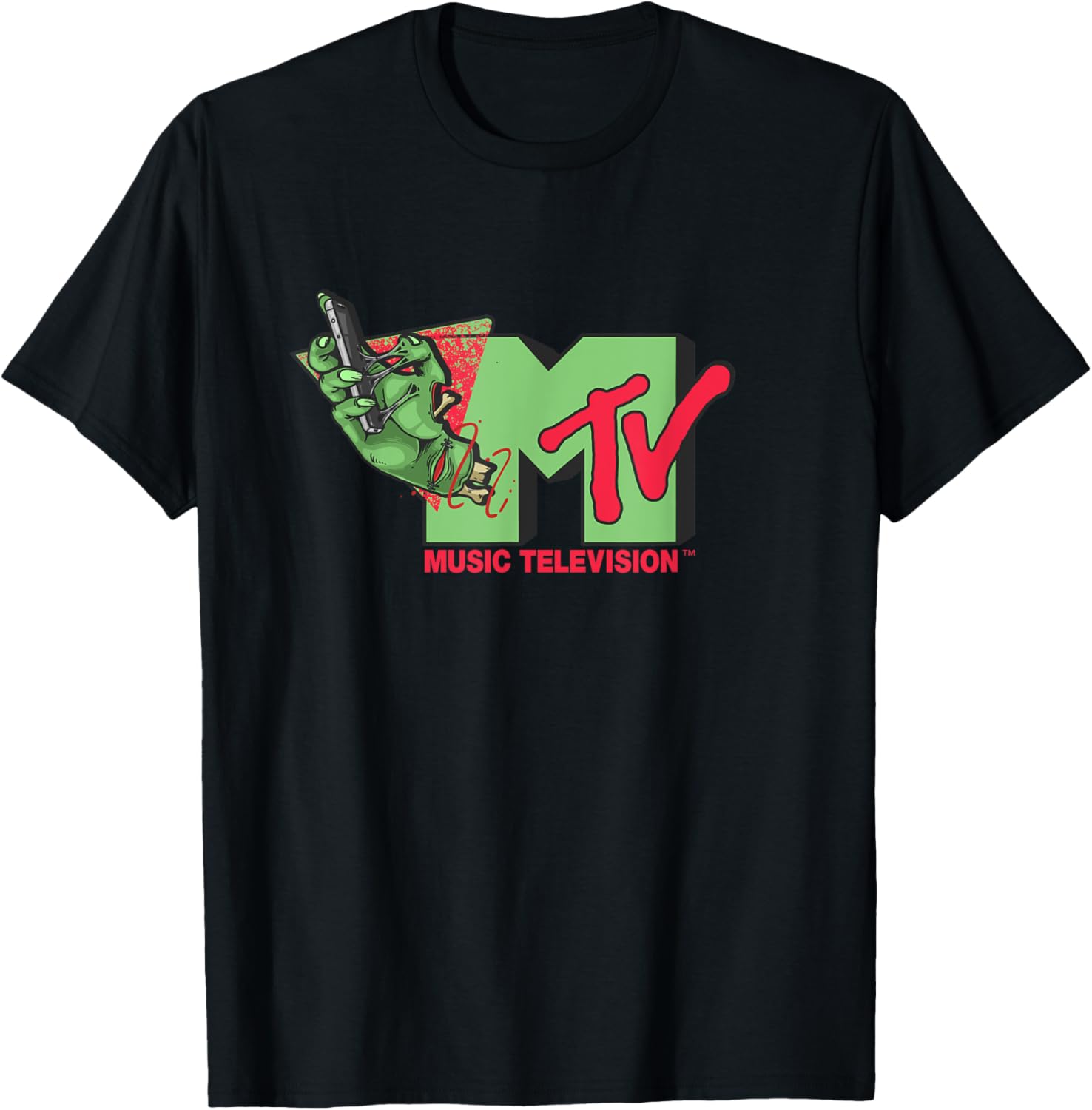 Mademark x MTV Horror Style T-Shirt with Official MTV Logo and Smartphone - 1