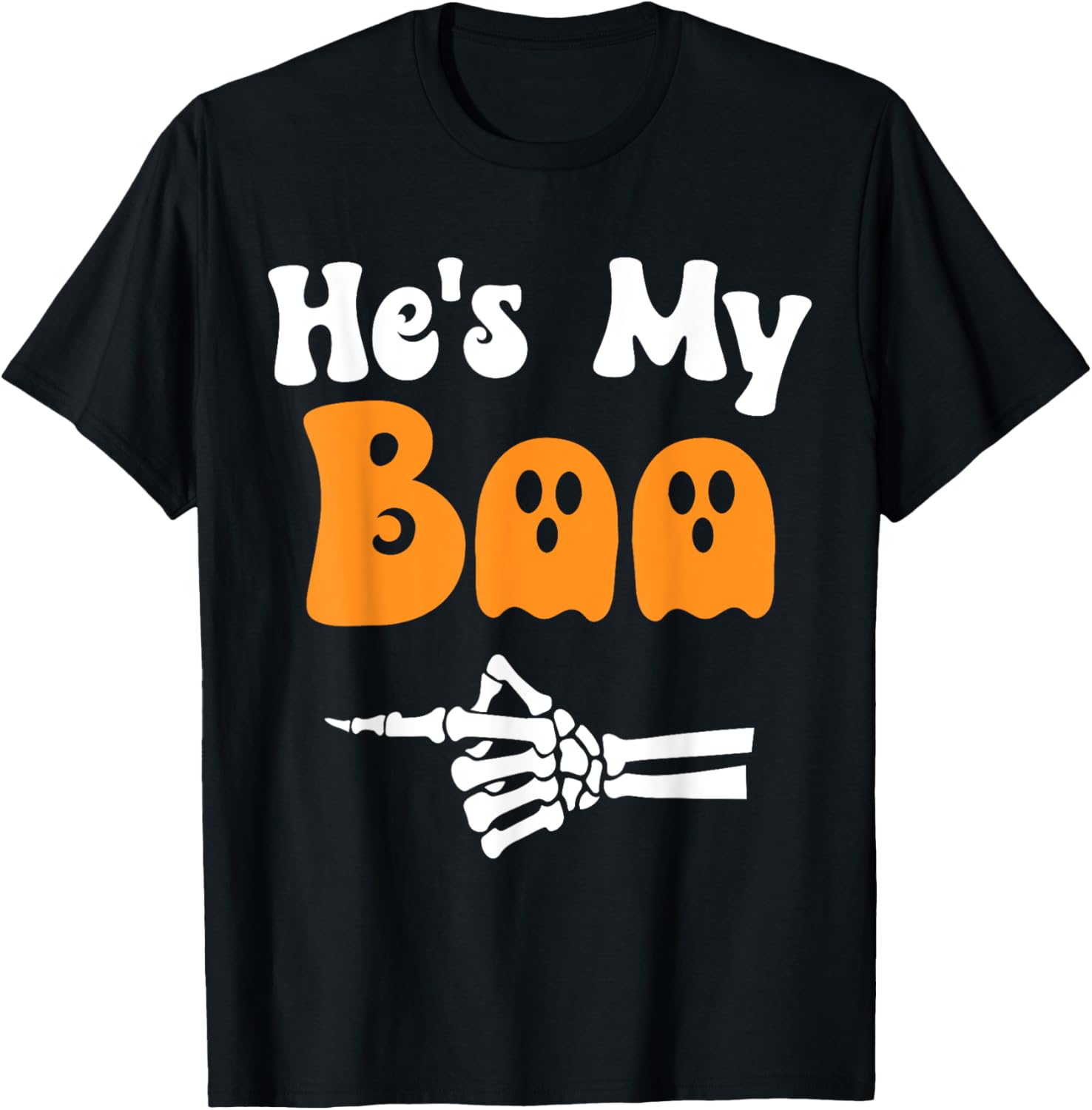 Matching Halloween Pajama Couples T-Shirt He's My Boo Fun Sleepwear - 8