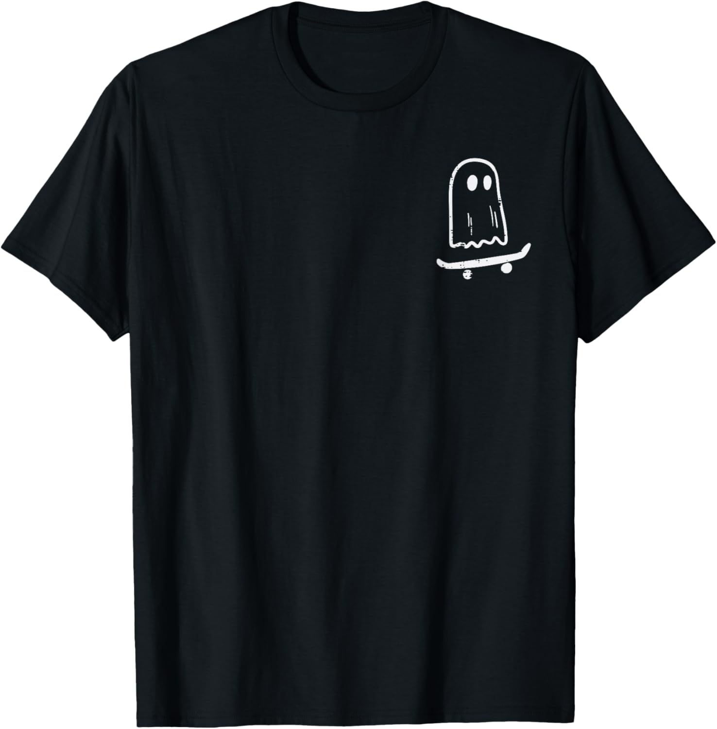 Funny Ghost on Skateboard Retro Halloween T-Shirt for Kids - 1