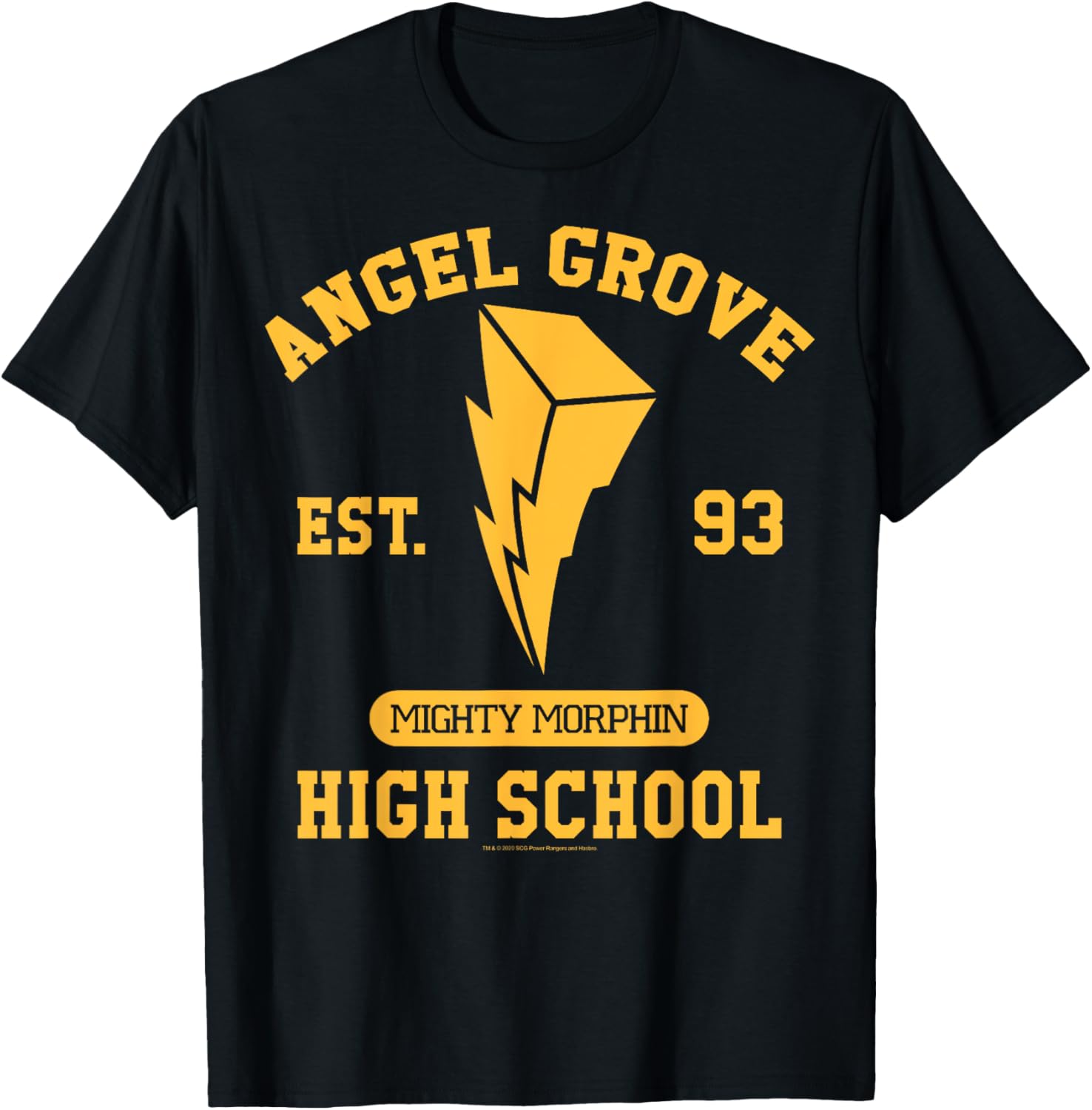 Power Rangers Angel Grove High School Gold T-Shirt - Fun Collegiate Apparel - 15