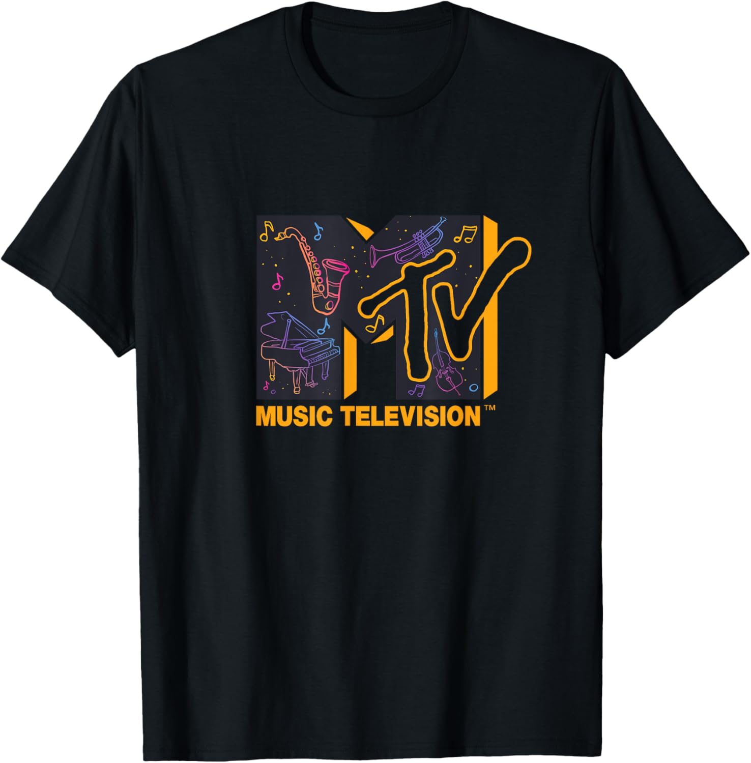 Mademark x MTV Colorful Orchestra Instruments Logo T-Shirt for Music Lovers - 9