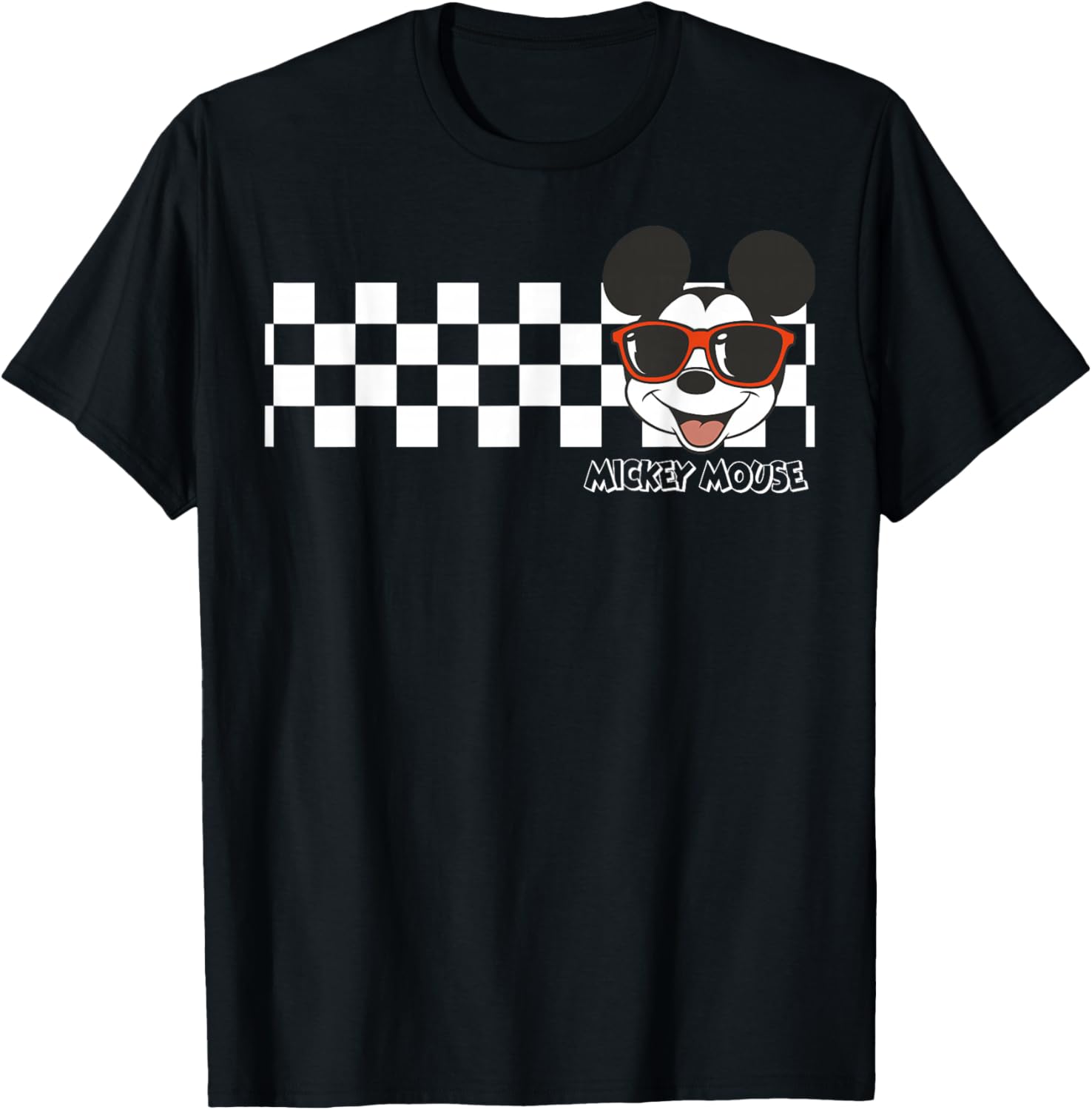 Disney Mickey Mouse Checkerboard Stripe T-Shirt for Kids and Adults - 1