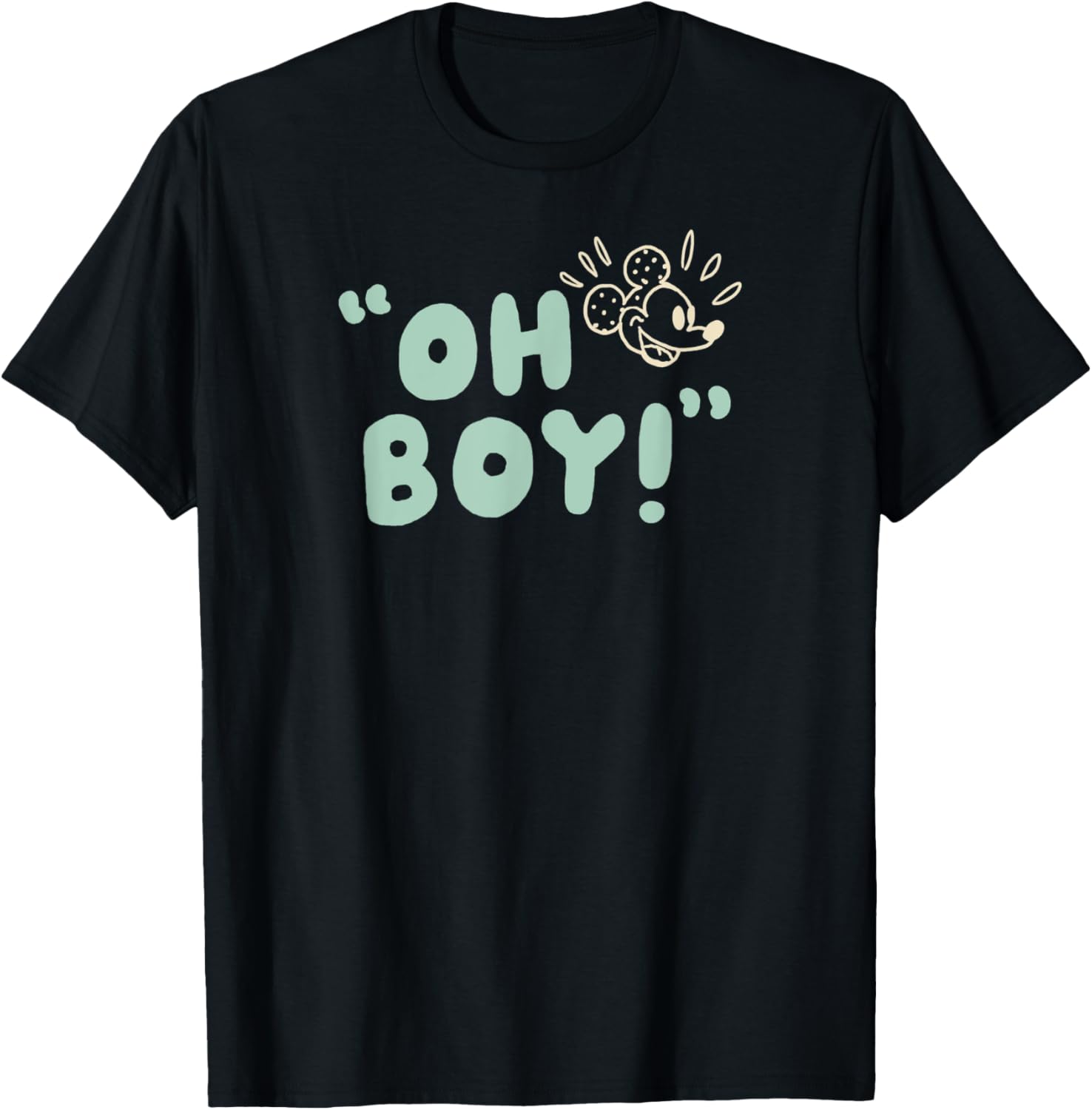 Men's Mickey Mouse Oh Boy T-Shirt Black Small Fun Graphic Tee Clothing - 3