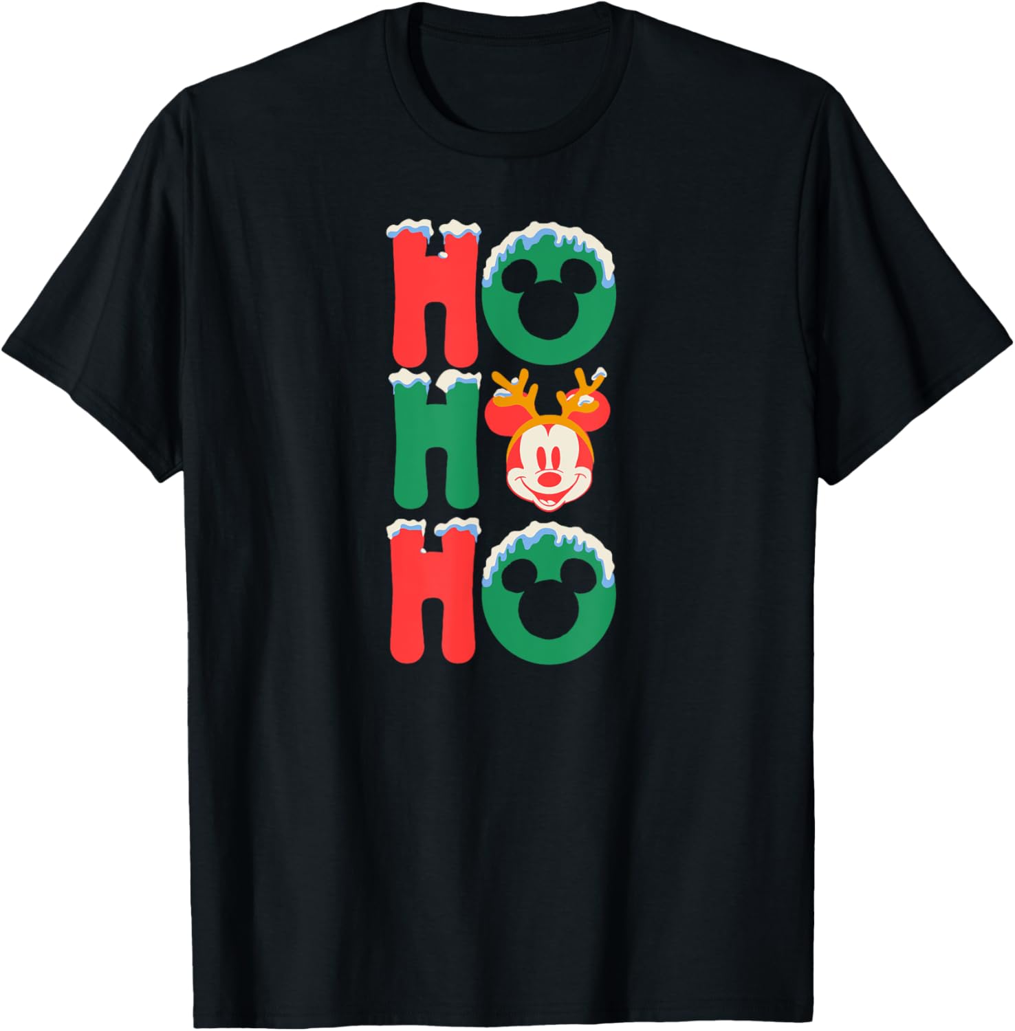 Mickey Mouse Ho Ho Ho Antlers Christmas T-Shirt for Men, Black Small - 7