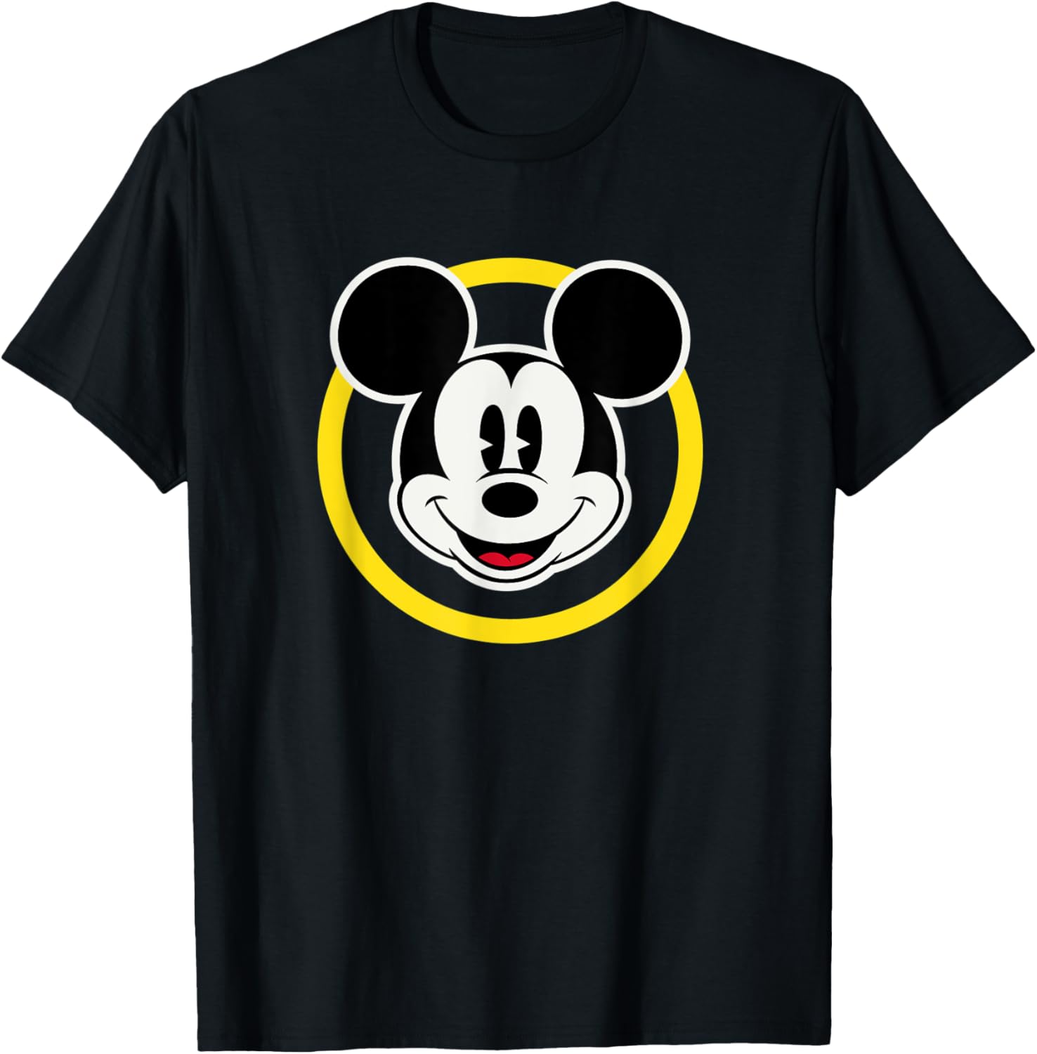 Men's Black Disney Smiling Mickey T-Shirt - Classic Comfort Fit - 1