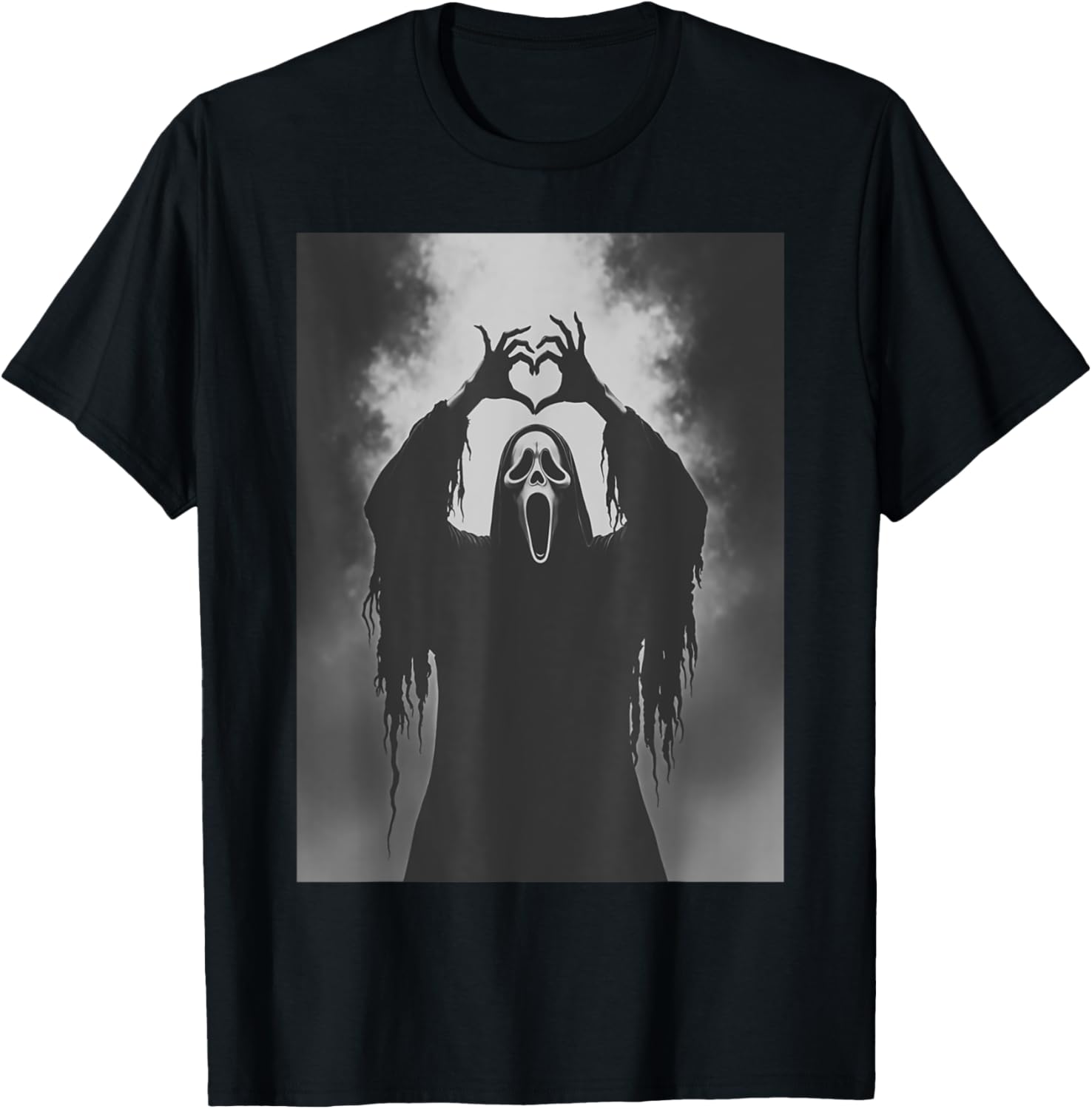 Funny Ghost Hand Heart Sign Halloween T-Shirt for Spooky Costume Fun - 7