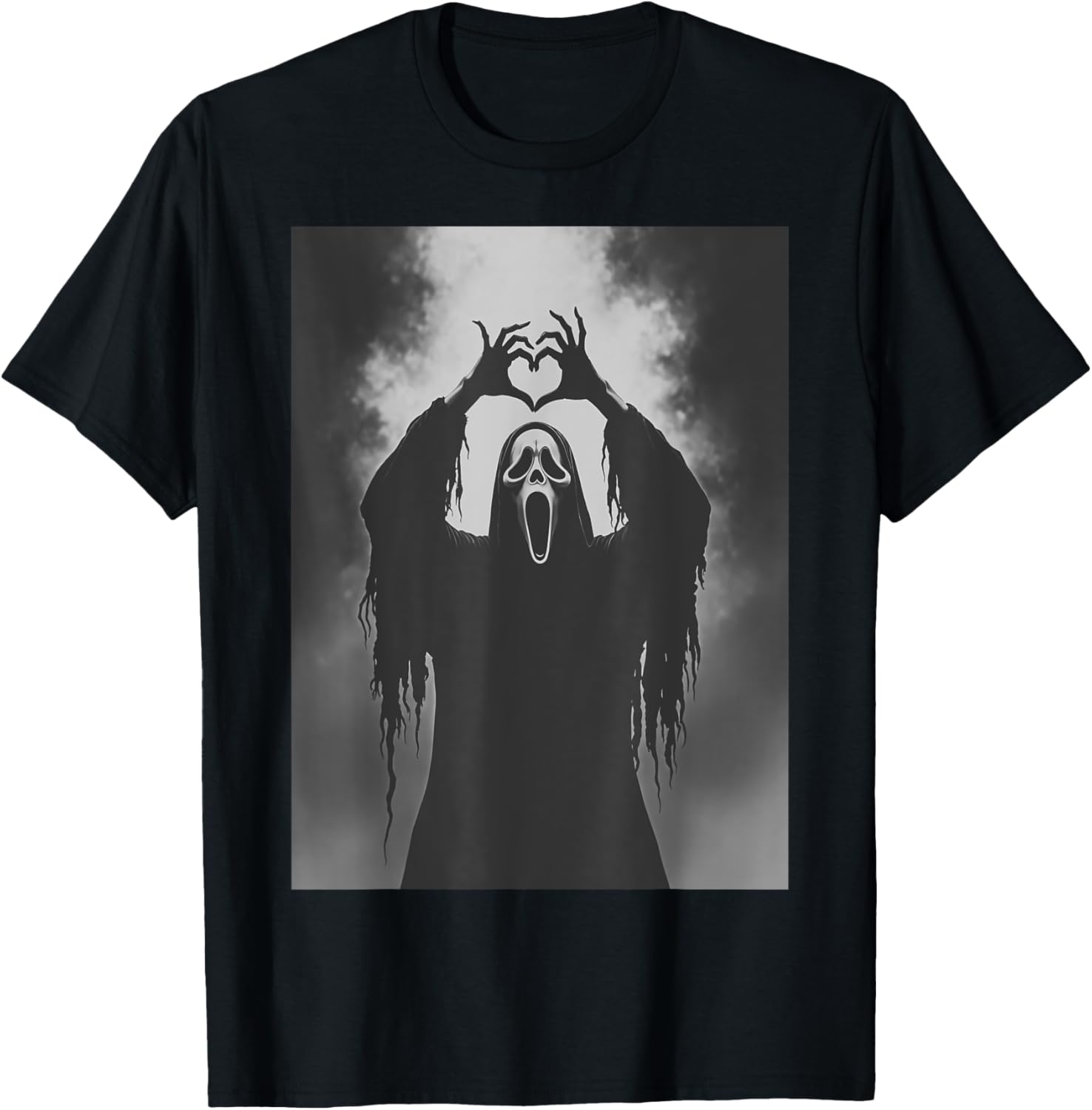 Ghost Heart Hands Scary Face Halloween Poster T-Shirt for Horror Fans - 1