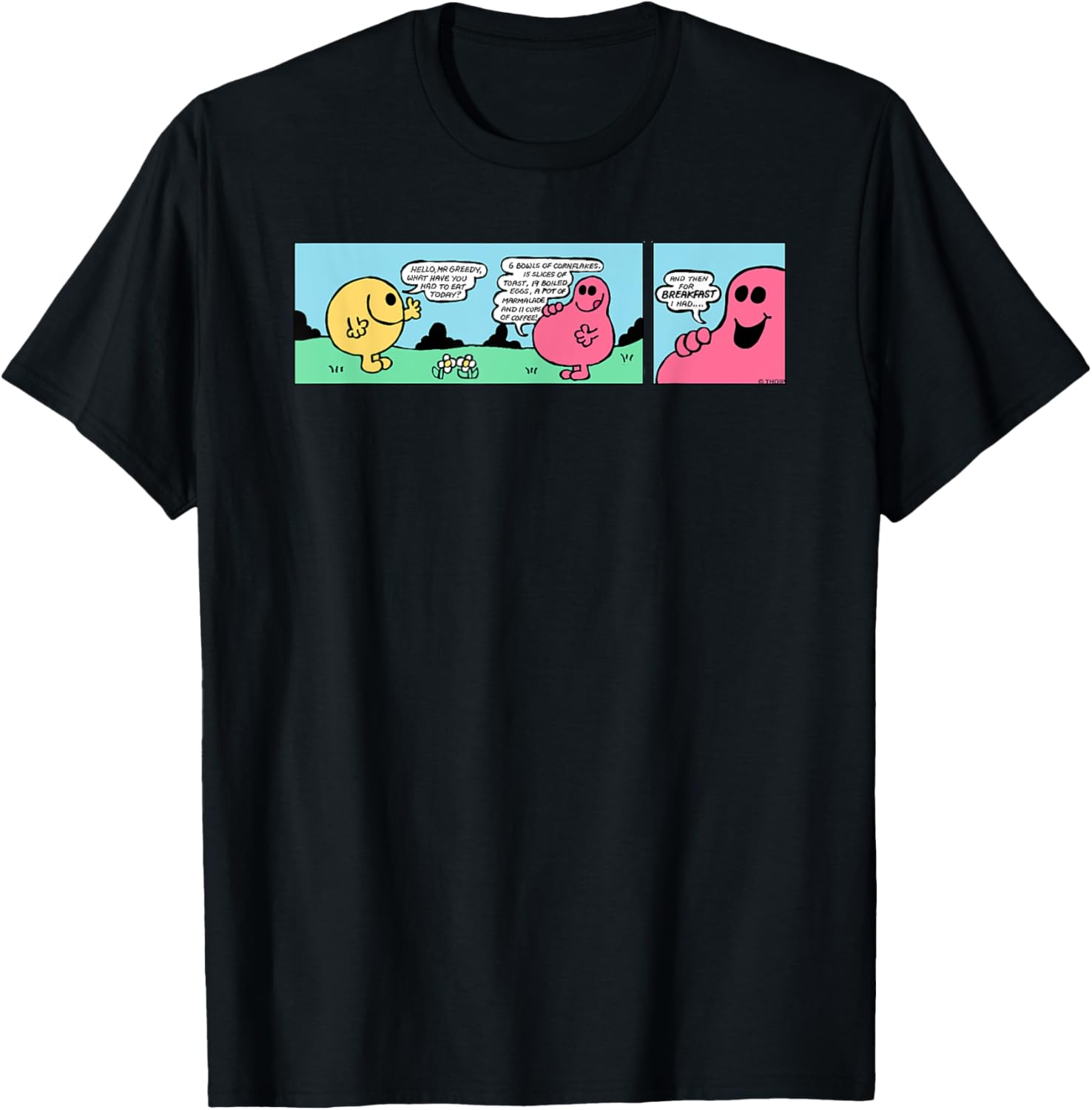 Mr Men Mr Greedy Retro Comic Book T-Shirt Colorful Fun Apparel - 9