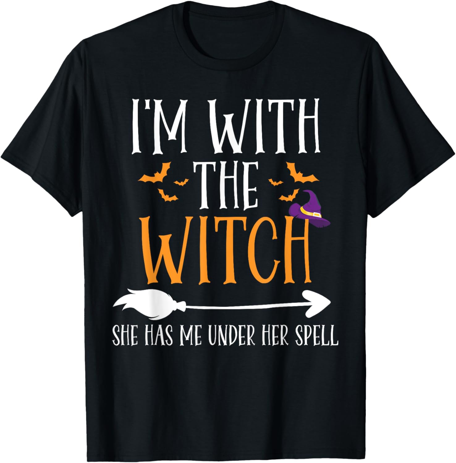 Funny I'm With The Witch Halloween Couples Costume T-Shirt for Fun Lovers - 7