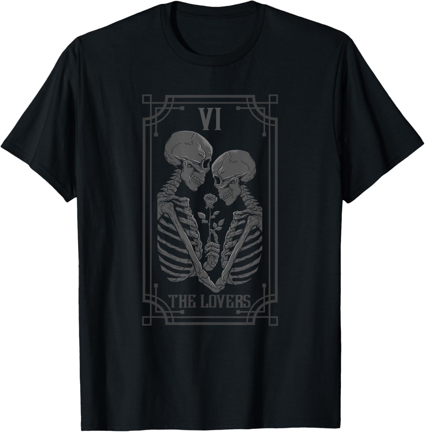 Gothic Lovers Tarot Skeleton T-Shirt for Halloween Witches and Fans - 2