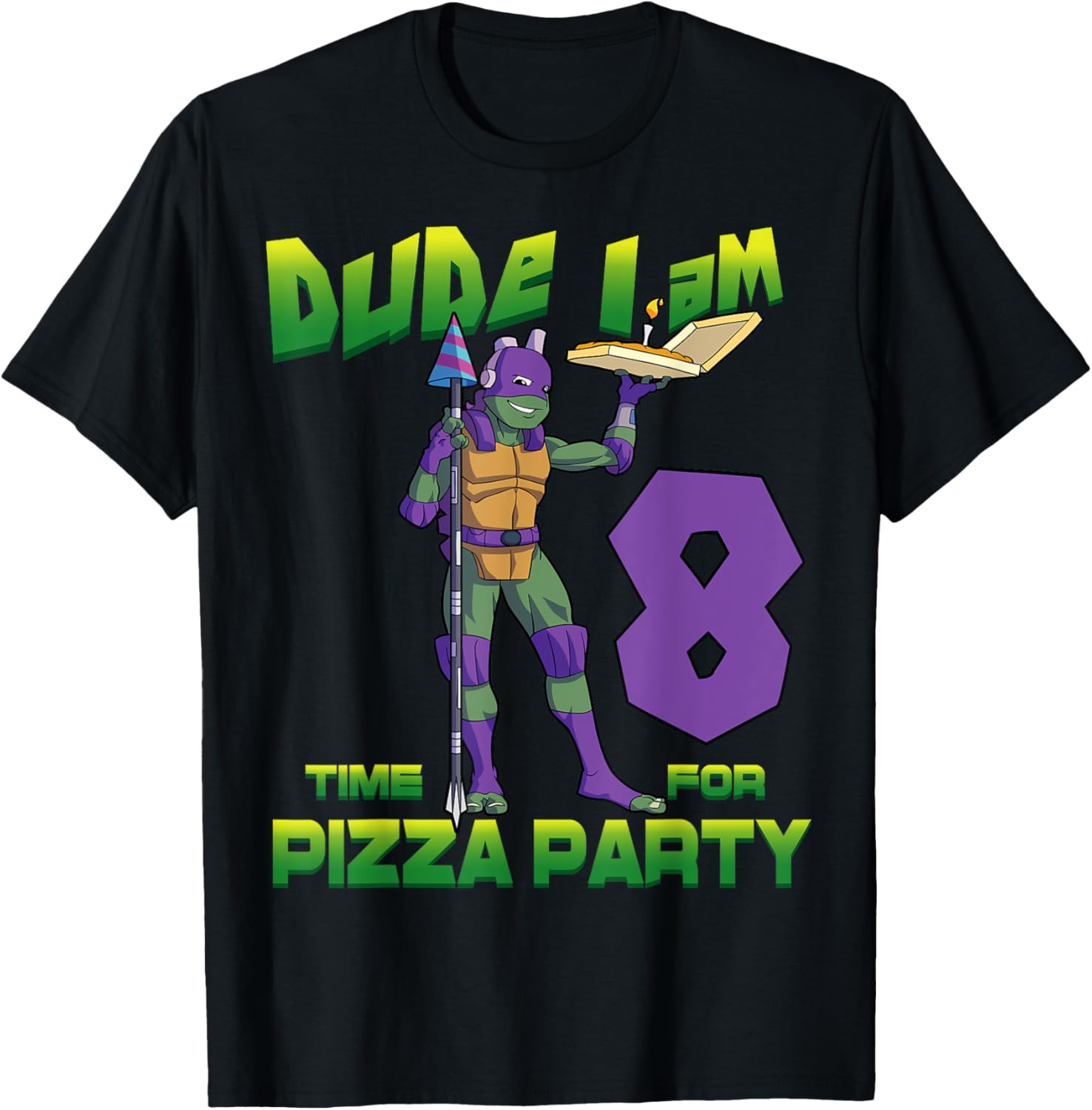 Mademark Teenage Mutant Ninja Turtles Donnie Pizza Birthday T-Shirt - 9
