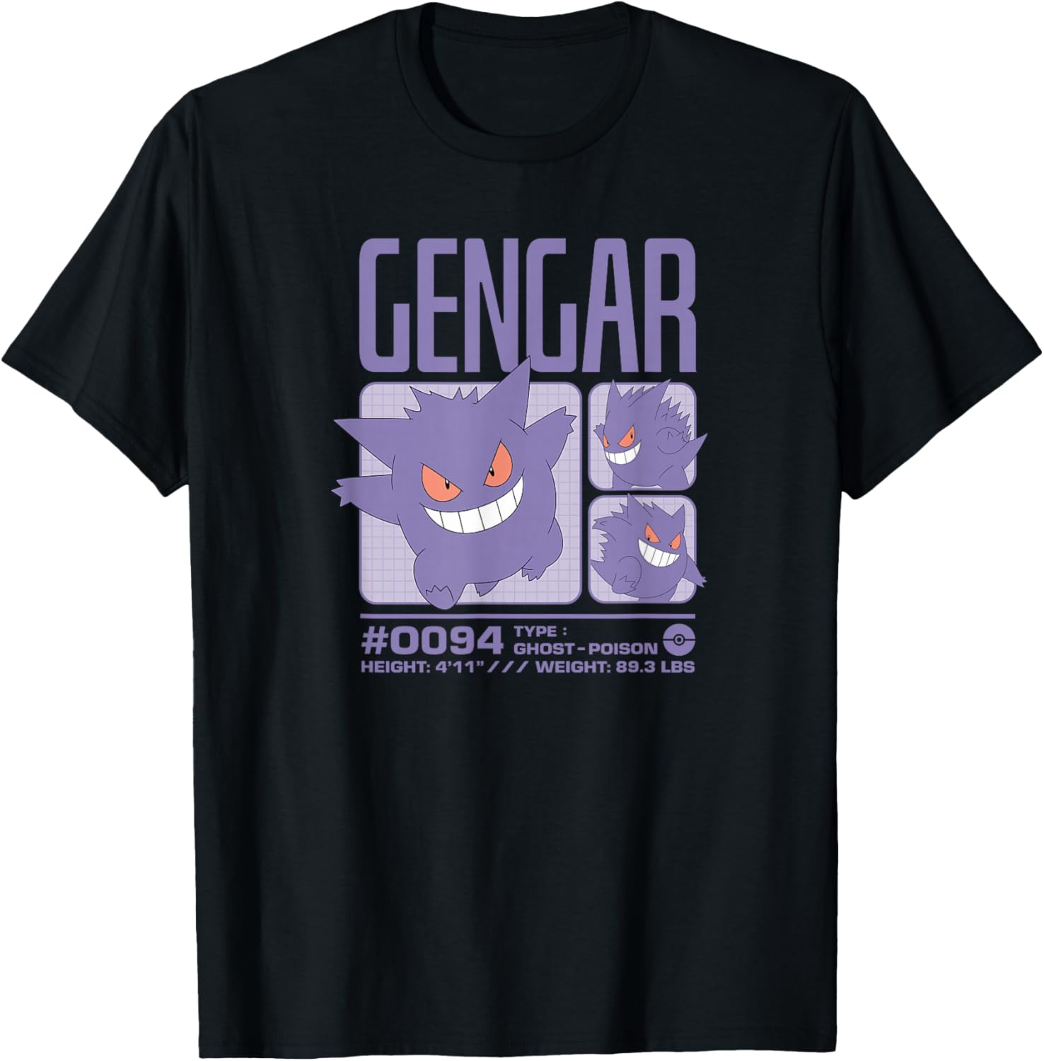 Gengar Pastel Stats Grid T-Shirt for Pokémon Fans - Stylish & Fun Design - 10