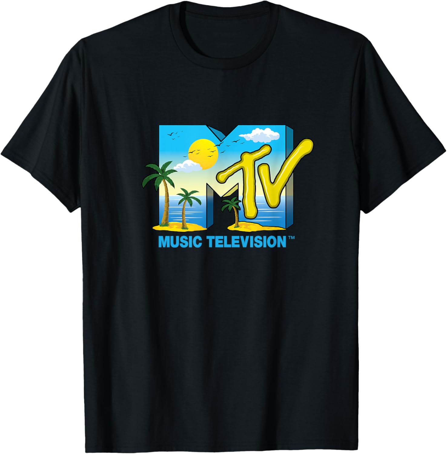 Mademark x MTV Official Logo T-Shirt with Palm Trees and Beach Vibes - 24