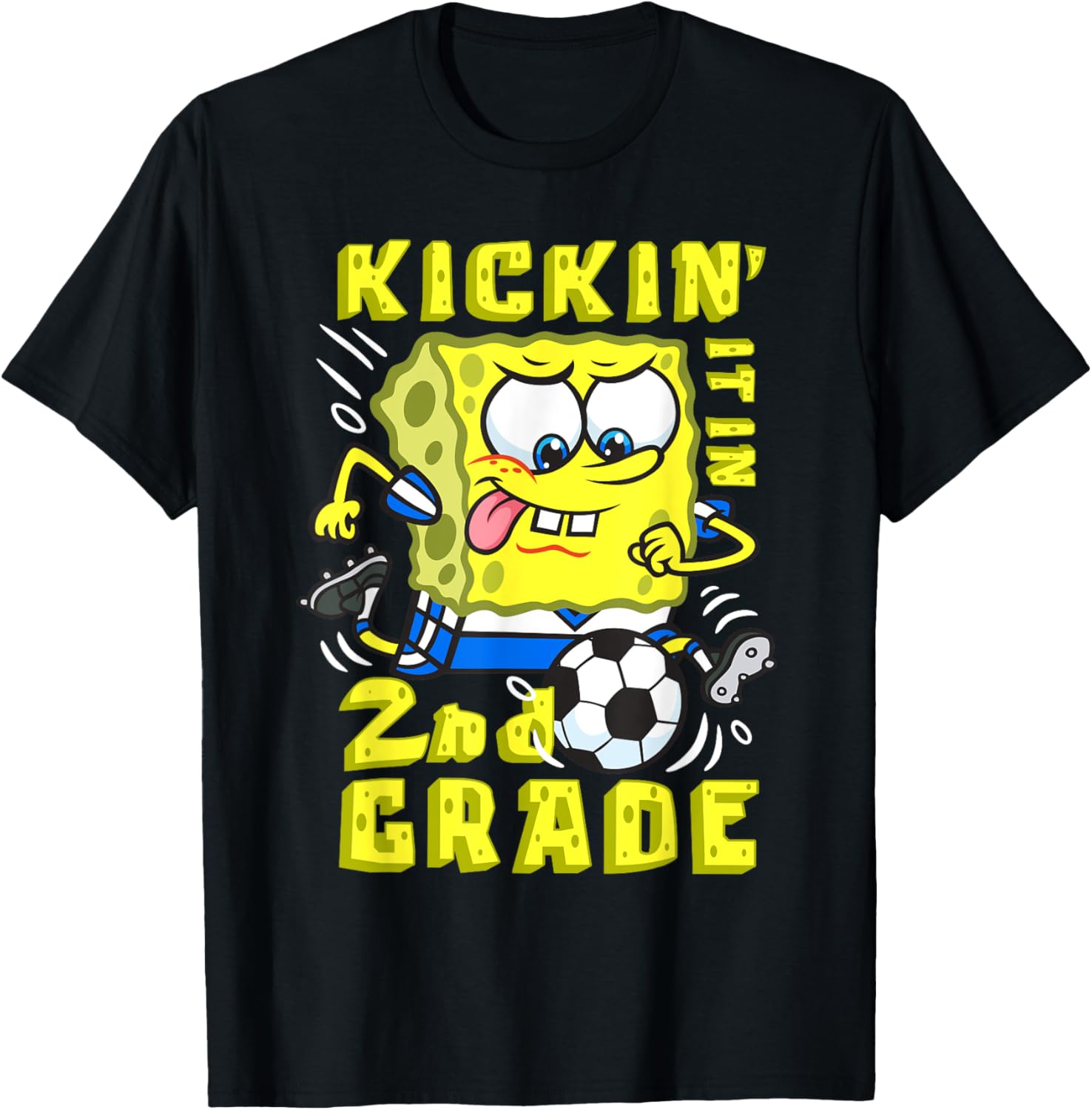 SpongeBob SquarePants Kickin It In 2nd Grade Soccer T-Shirt Gift for Kids - 2