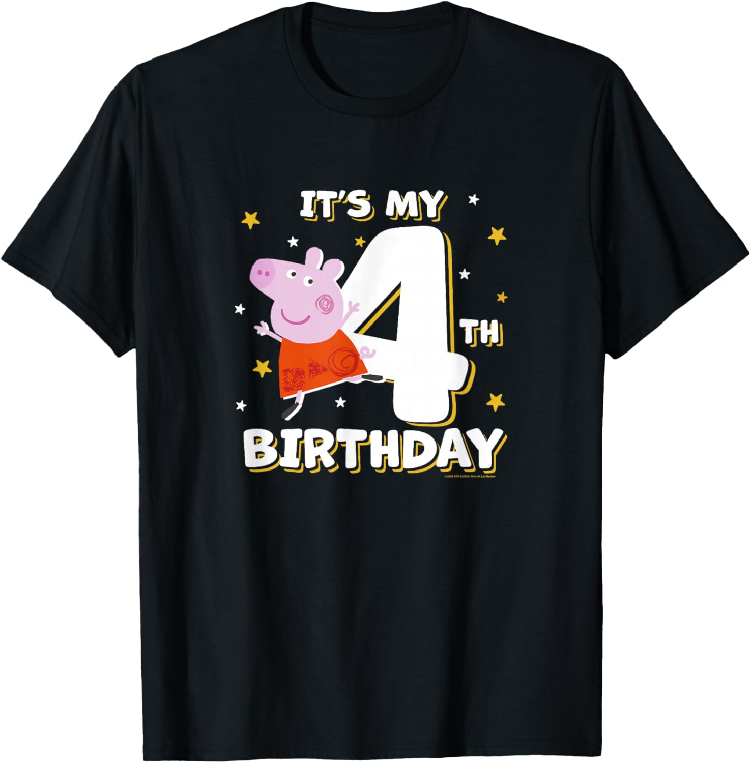 Peppa Pig 4th Birthday Holiday Stars Celebration T-Shirt for Kids - 1