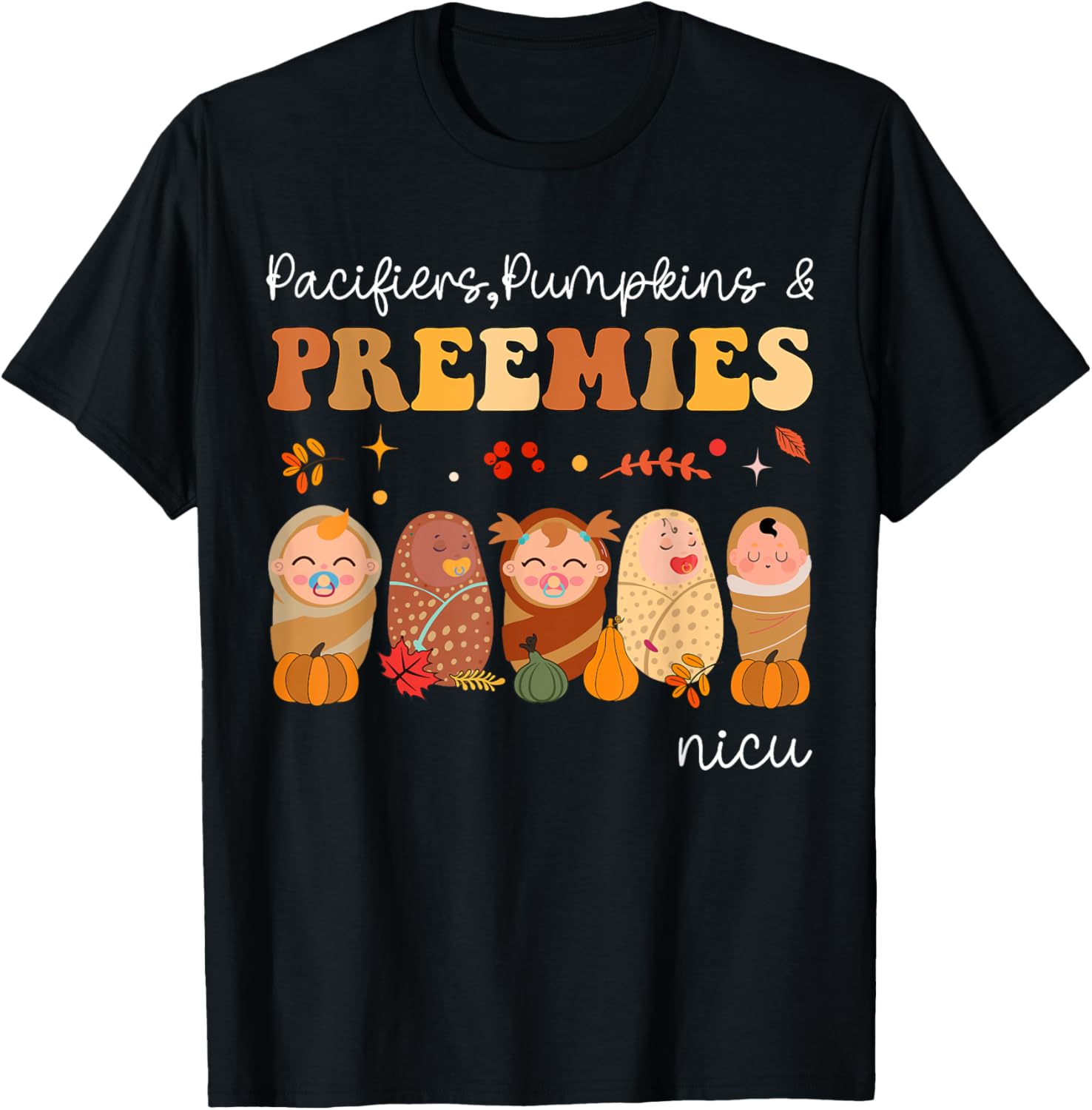 Cute Pumpkin Design NICU Nurse Halloween T-Shirt for Preemies and Caregivers - 15