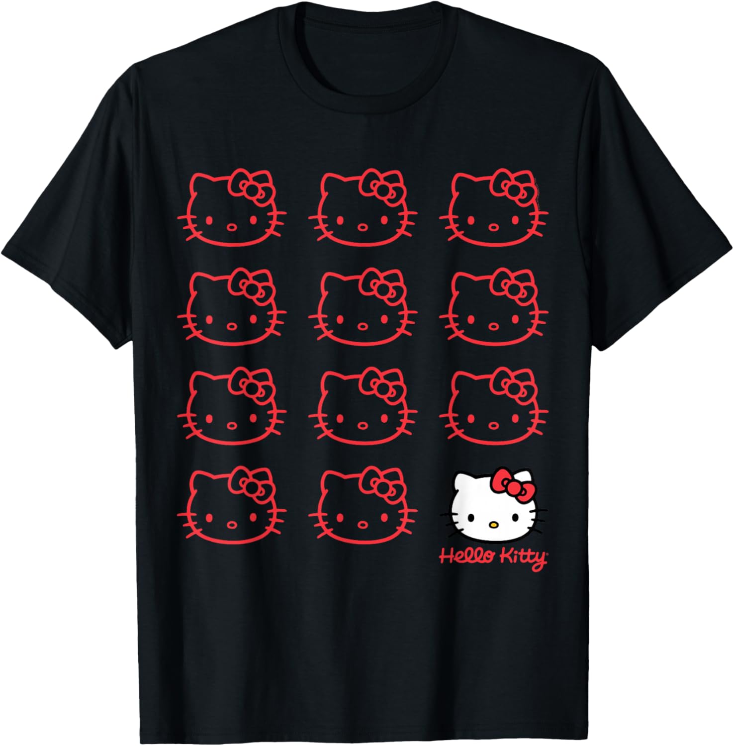 Hello Kitty Classic Fit Black T-Shirt for Adults - Cute Cotton Crew Neck - 6