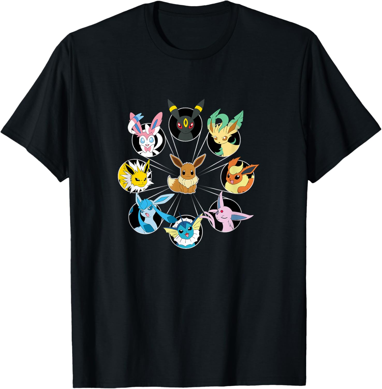Eevee Evolution Circle T-Shirt for Pokémon Fans - Stylish Casual Wear - 1