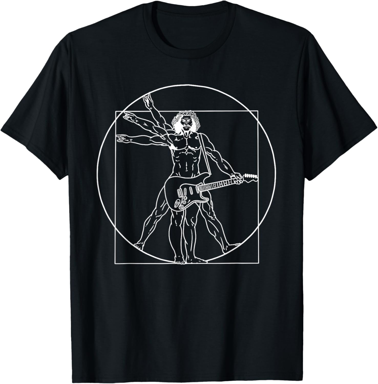 Guitar Da Vinci Vitruvian Man Musician T-Shirt for Guitar Lovers - 19