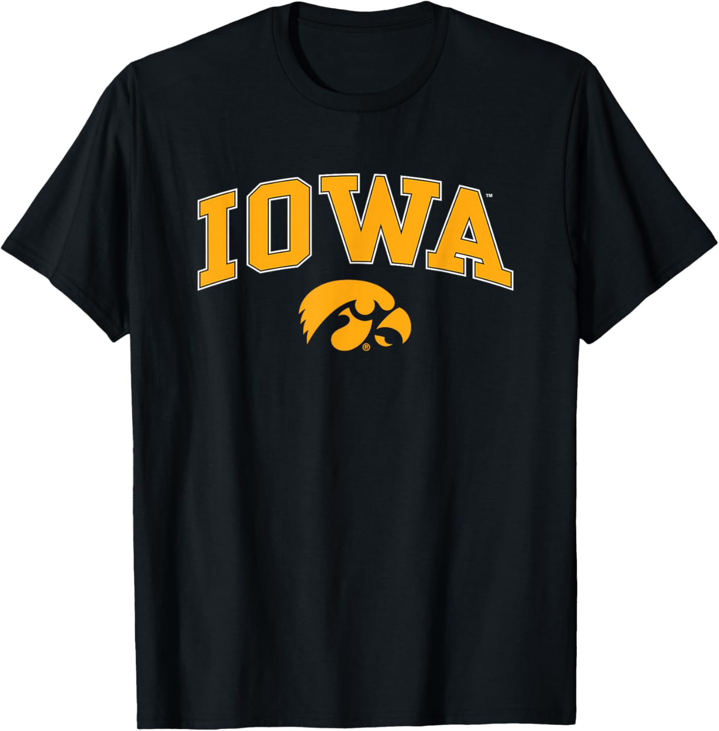 Iowa Hawkeyes Arch Logo T-Shirt for Adults and Kids - Black Small - 1