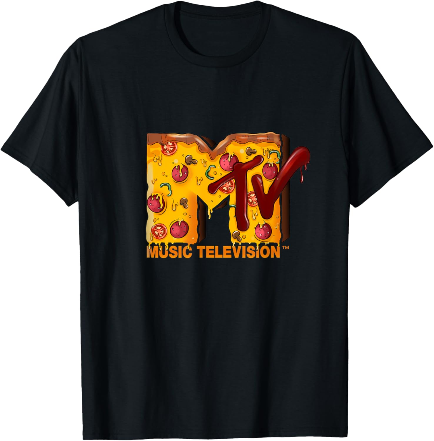 Mademark x MTV Pizza Lover T-Shirt Original MTV Logo Fun Design - 25