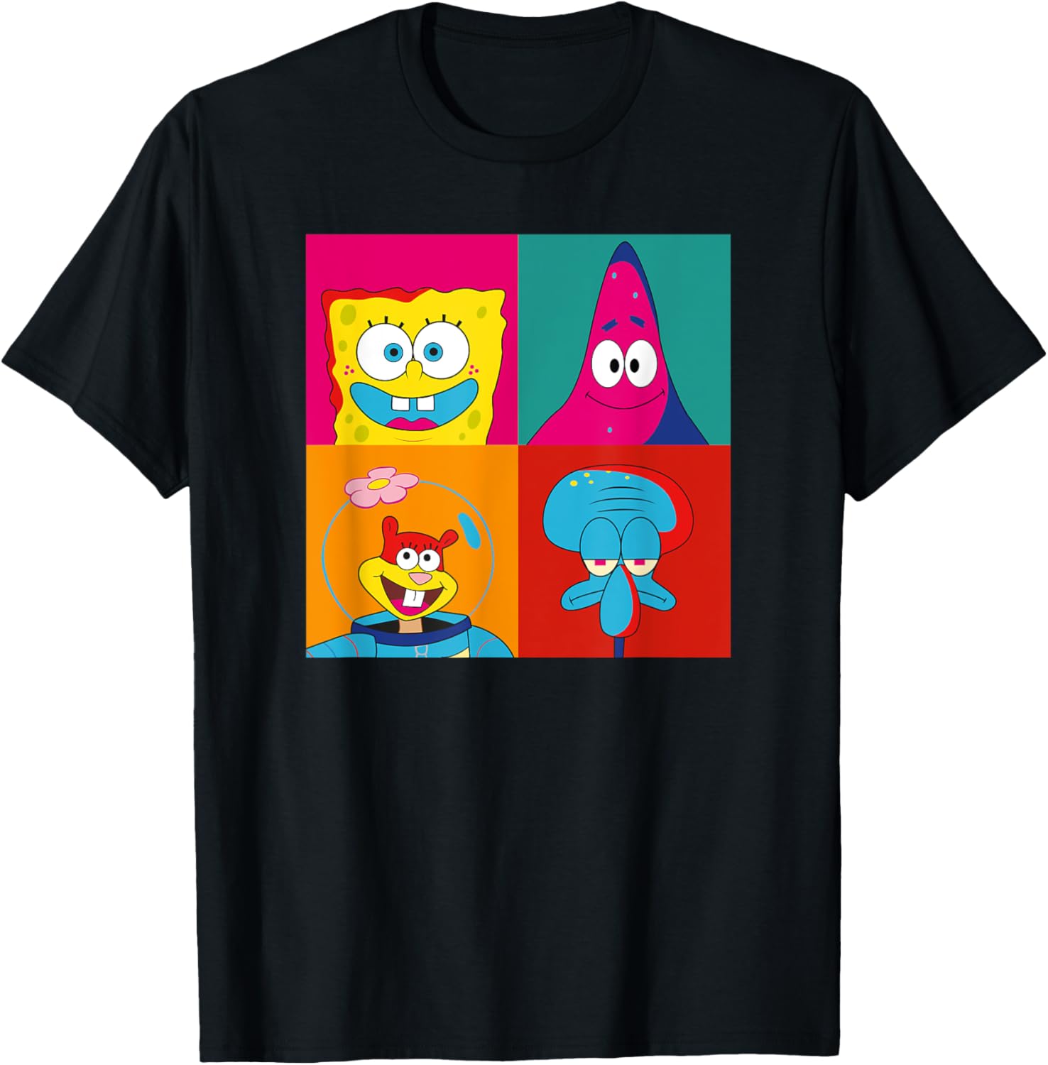 Mademark SpongeBob SquarePants Pop Art T-Shirt featuring SpongeBob Patrick Sandy Squidward - 5