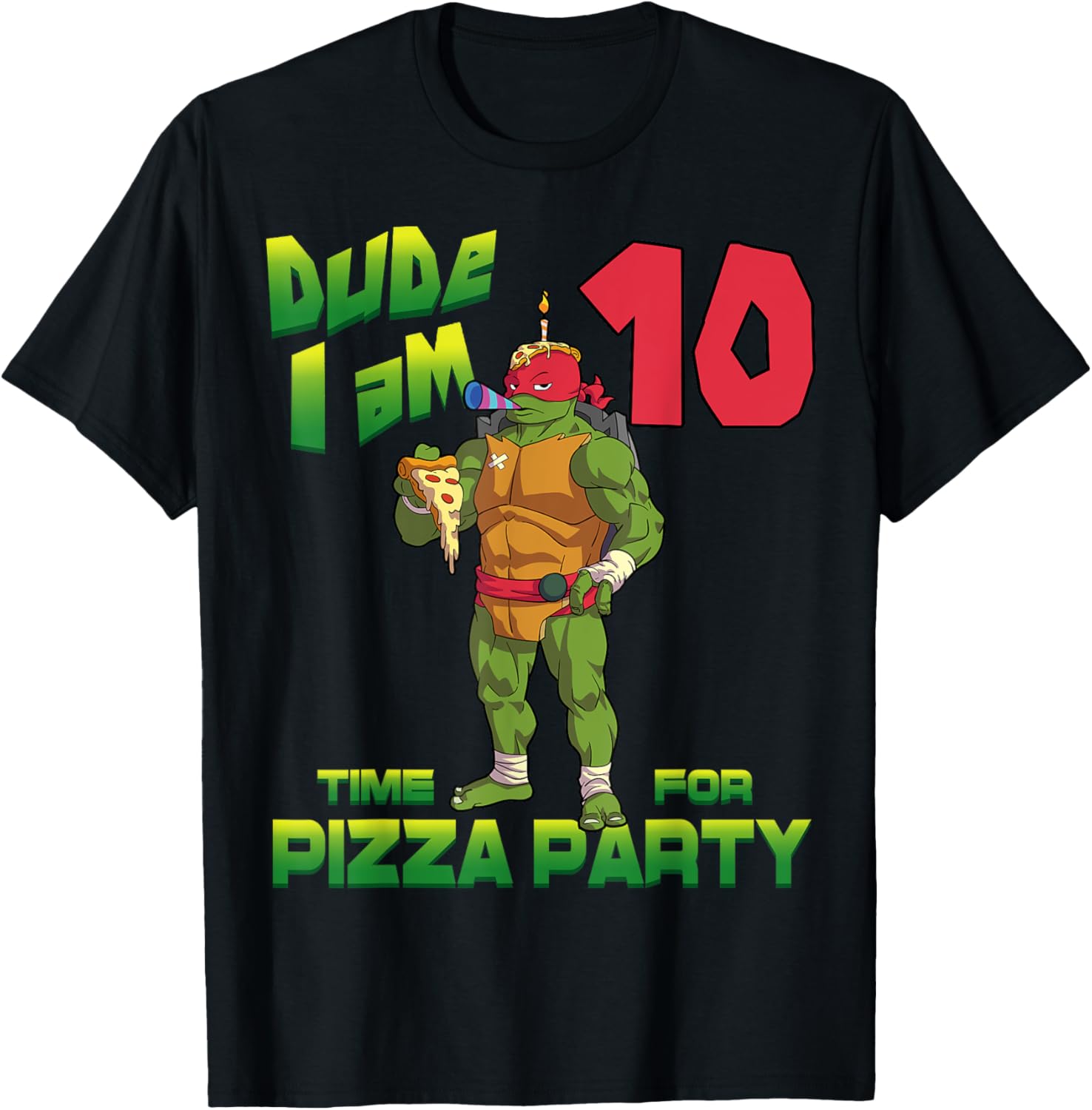 Mademark Teenage Mutant Ninja Turtles Raphael Pizza Birthday T-Shirt - 8