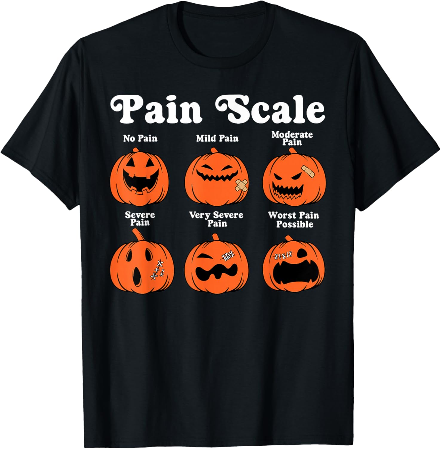 Spooky Pumpkin Pain Scale Nurse Triage Halloween T-Shirt for Fall Fun - 4