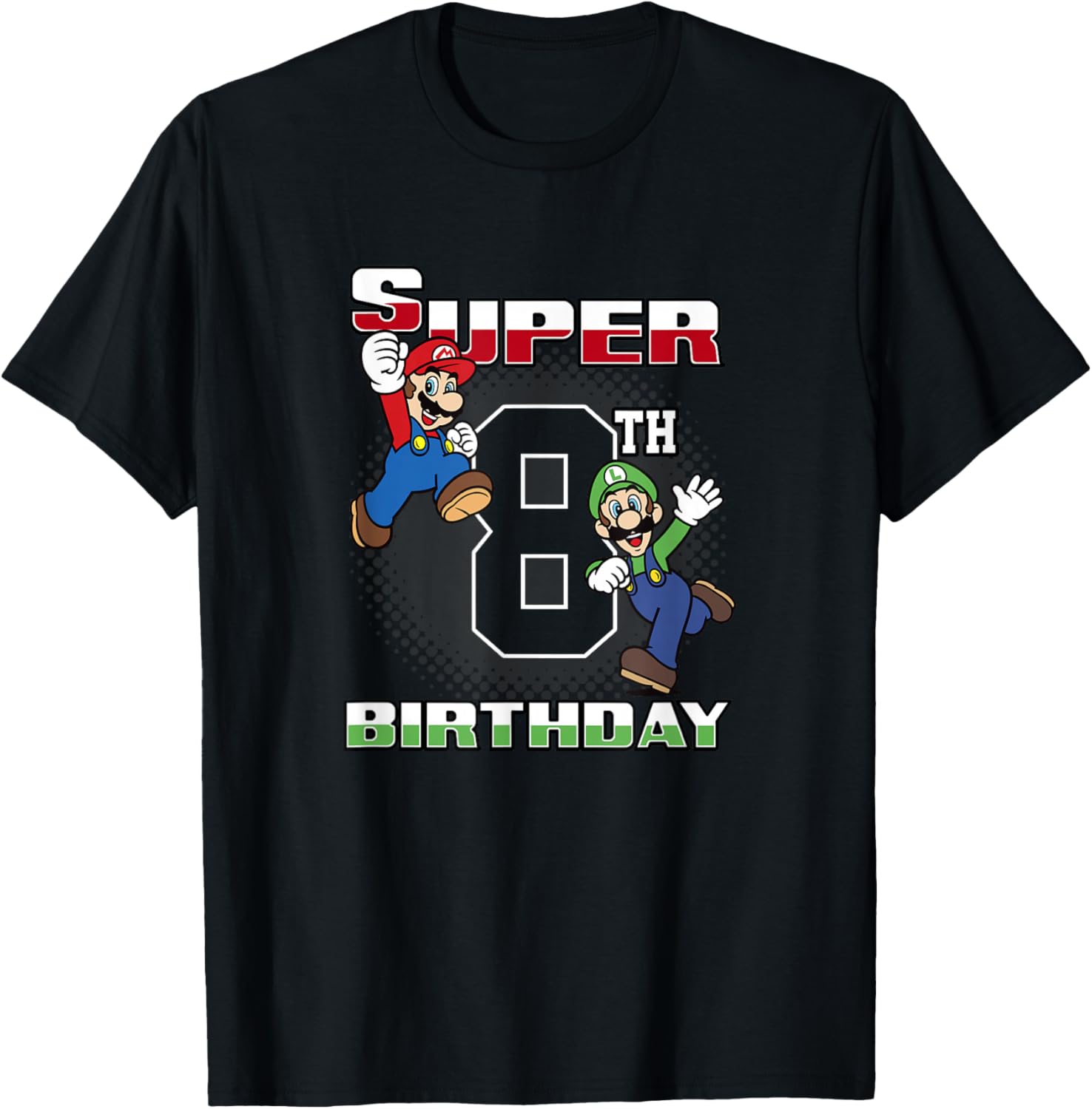 Super Mario Bros Birthday T-Shirt for 8th Birthday Fun with Mario & Luigi - 3