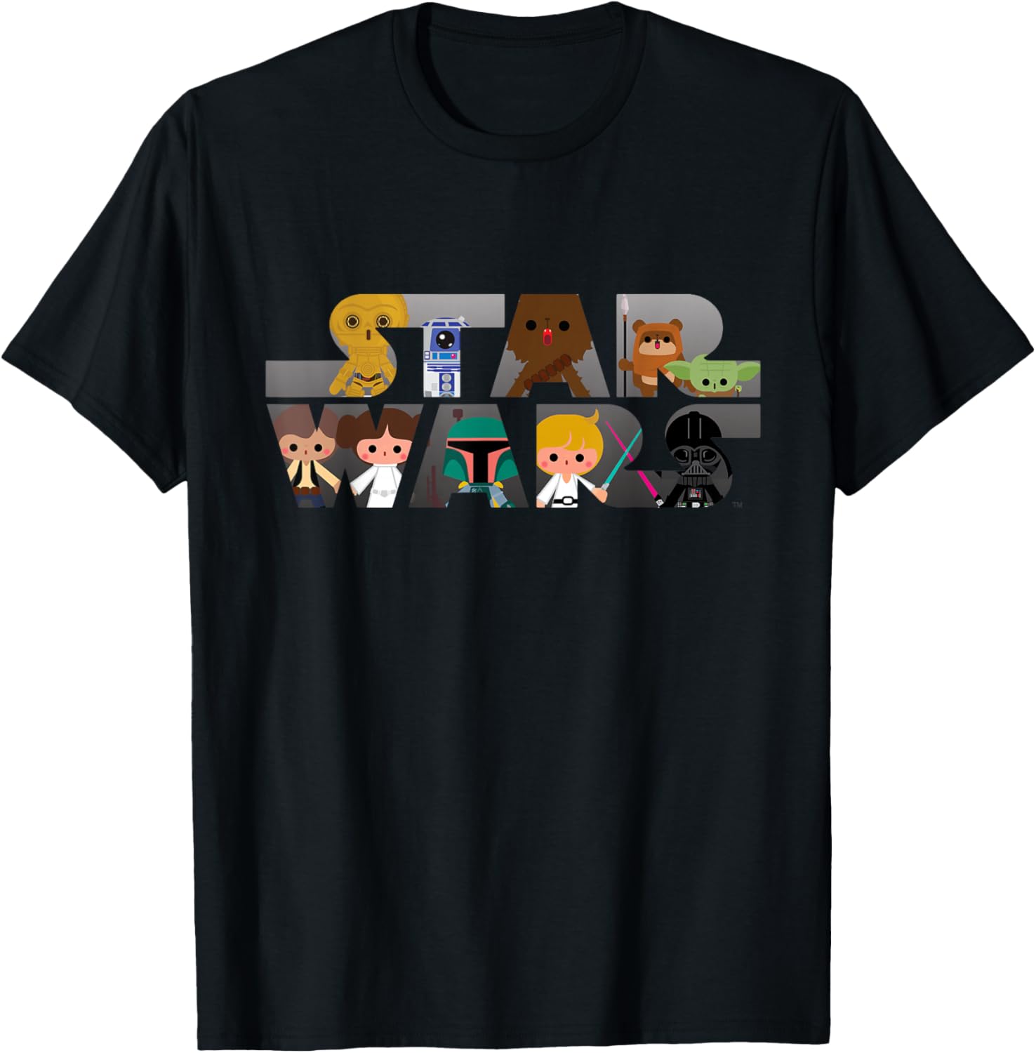 Kawaii Star Wars Multi-Character T-Shirt for Fans of All Ages - 2