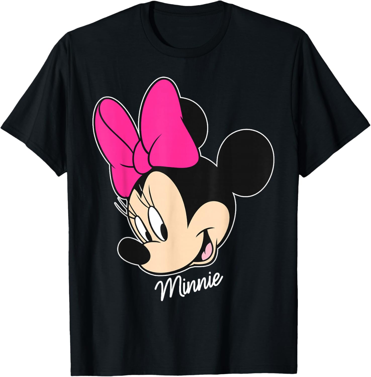 Disney Mickey and Friends Minnie Mouse Big Face T-Shirt Black Small - 8