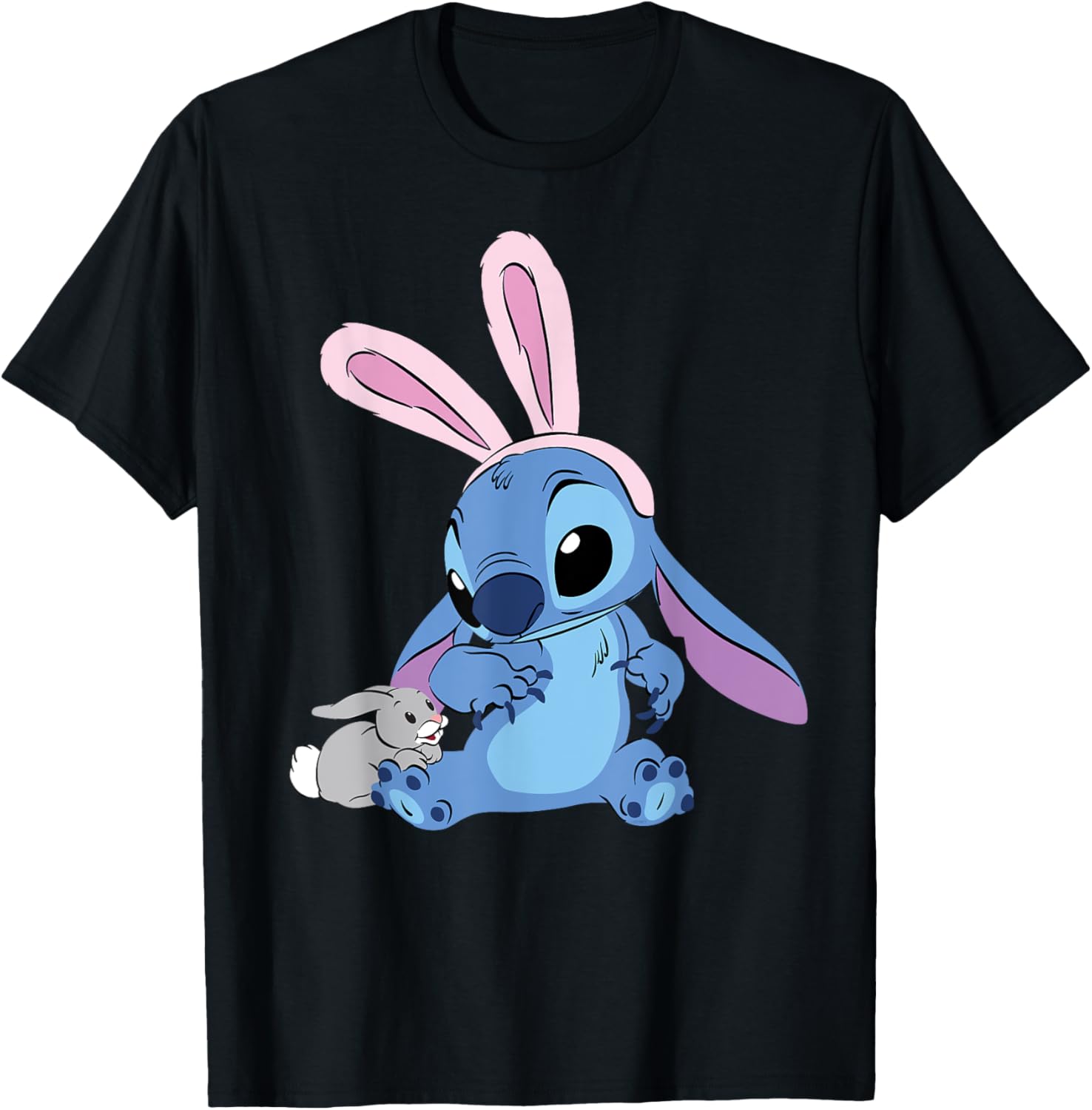 Disney Stitch Easter Bunny Costume T-Shirt with Adorable Fuzzy Friend - 1