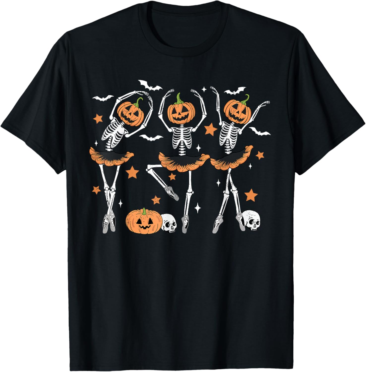 Ballet Pumpkin Skeleton Halloween T-Shirt for Men, Women, Boys, and Girls - 1