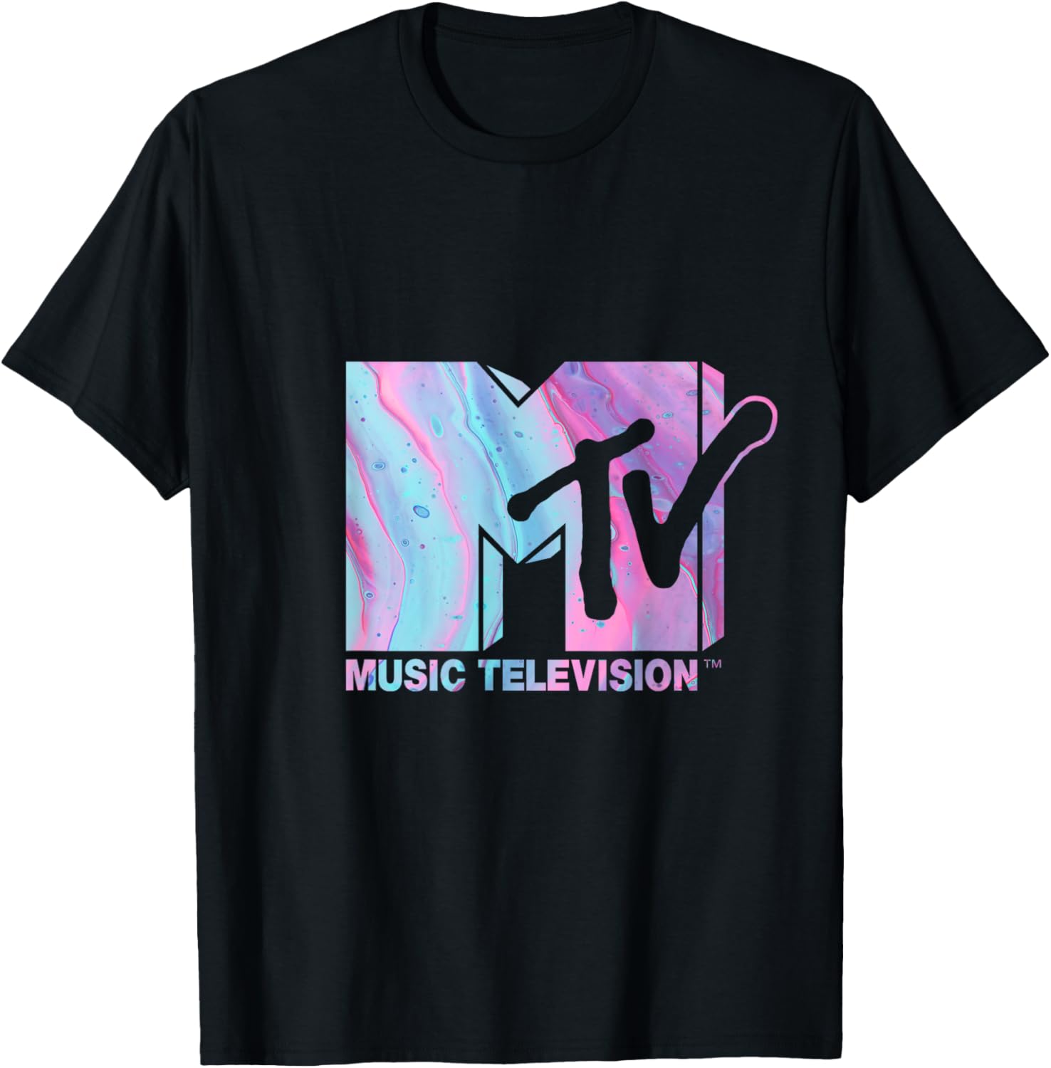 Mademark x MTV Fluid Logo T-Shirt in Pink and Blue for Stylish Wear - 14
