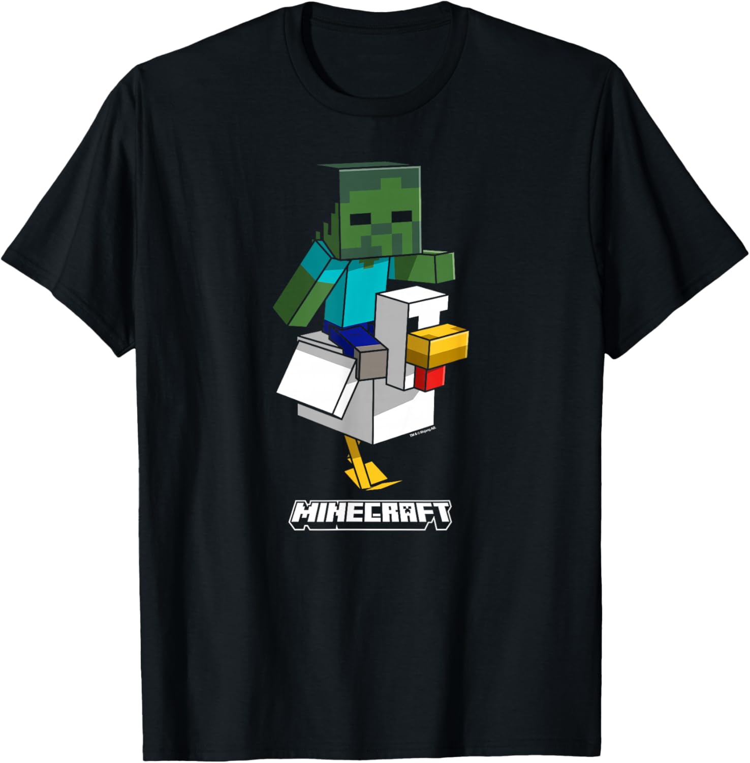 Minecraft Chicken Jockey Attack T-Shirt for Fans and Gamers - 1