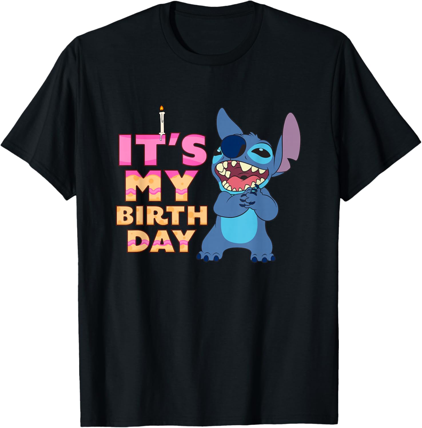 Disney Lilo & Stitch Birthday Retro Text Stack T-Shirt for Celebrations - 8
