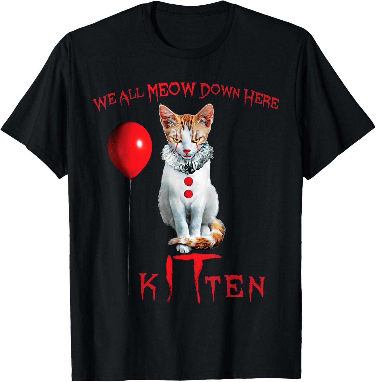 Funny Cute Clown Cat Halloween T-Shirt for Kittens and Cat Lovers - 1