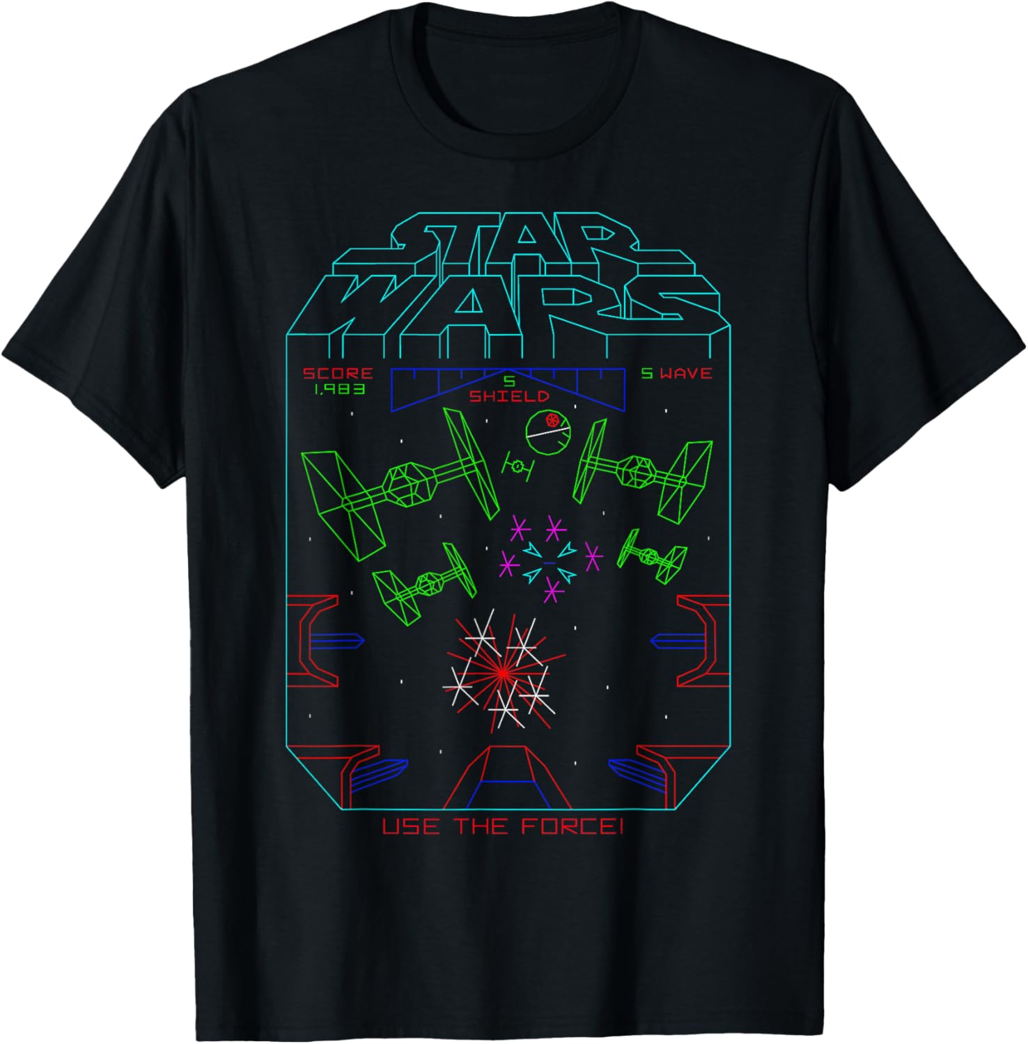 Star Wars Vintage Arcade Space Fight Graphic T-Shirt for Fans and Collectors - 2
