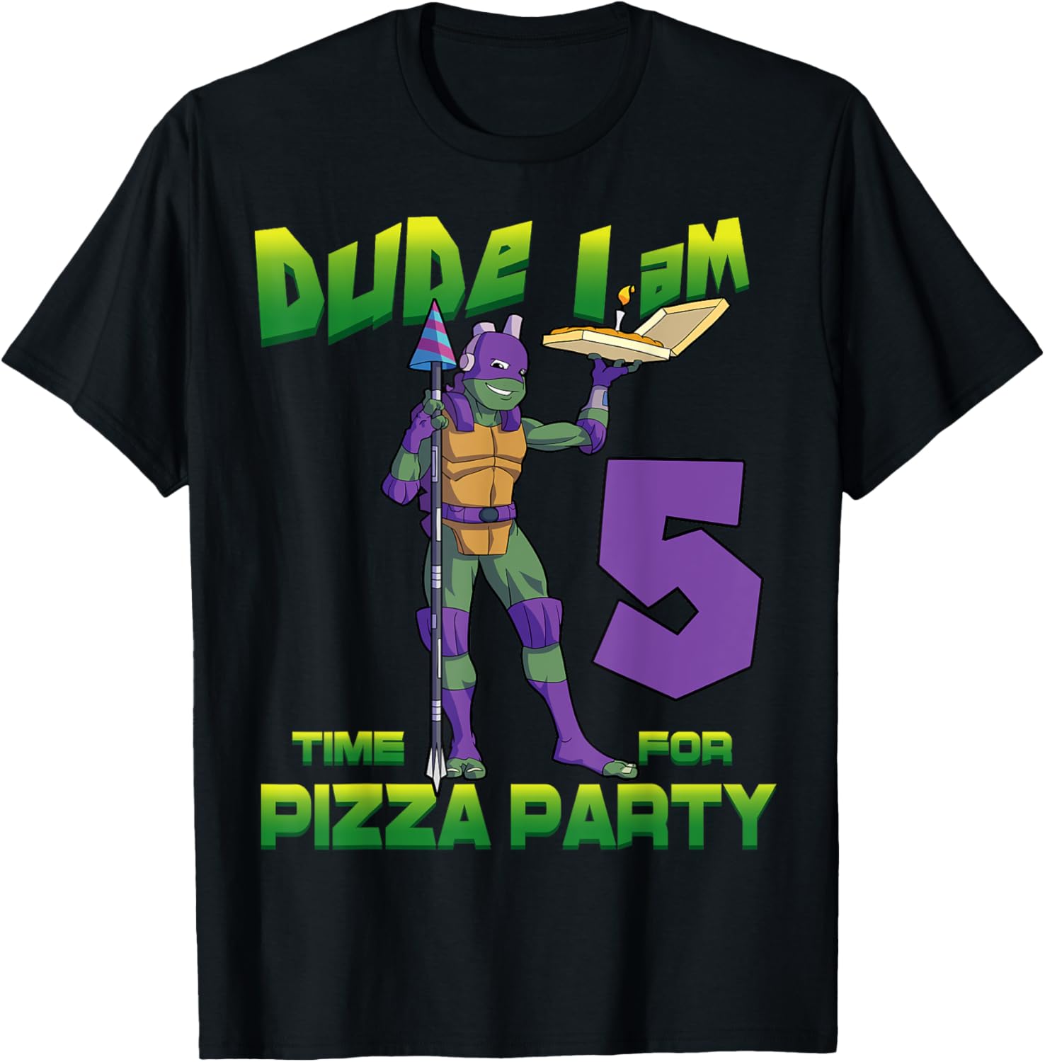 Mademark x TMNT Donnie Pizza Birthday T-Shirt for 5 Year Olds - 4